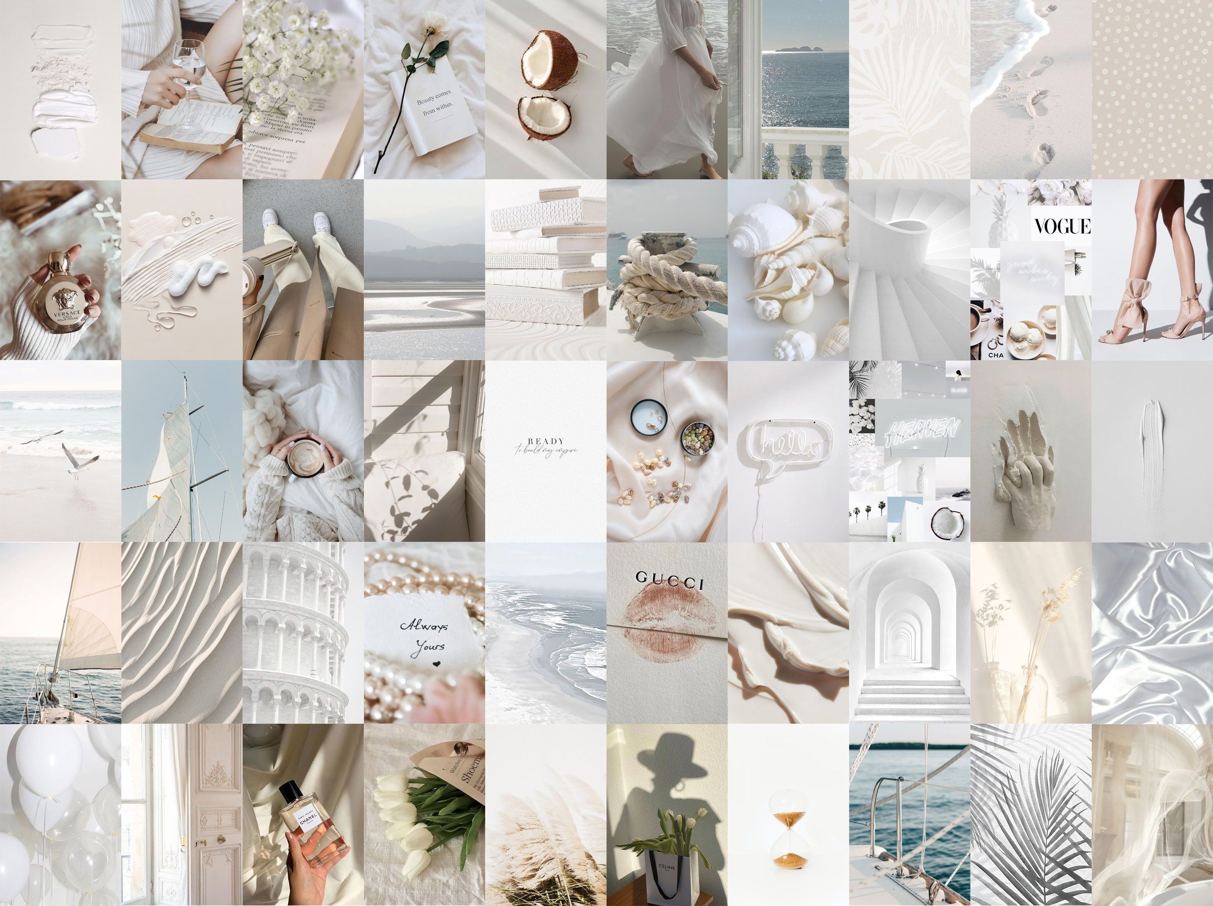 2400x1794 Cream Aesthetic Wall Collage Kit (digital Download) 50 Pcs Cream, girl Trendy, Bedroom Decor