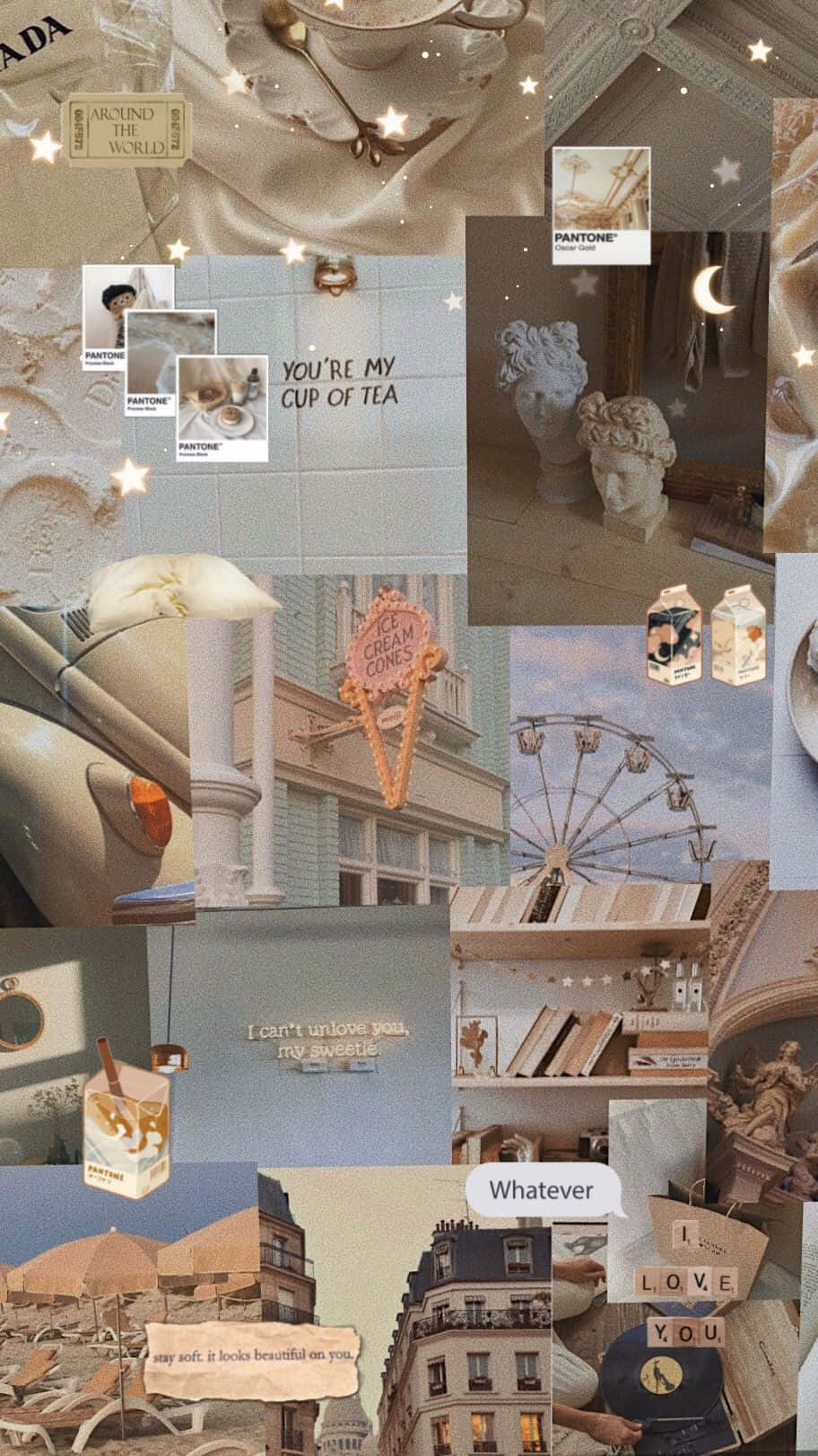 912x1622 Download Beige Cream Aesthetic Collage Wallpaper