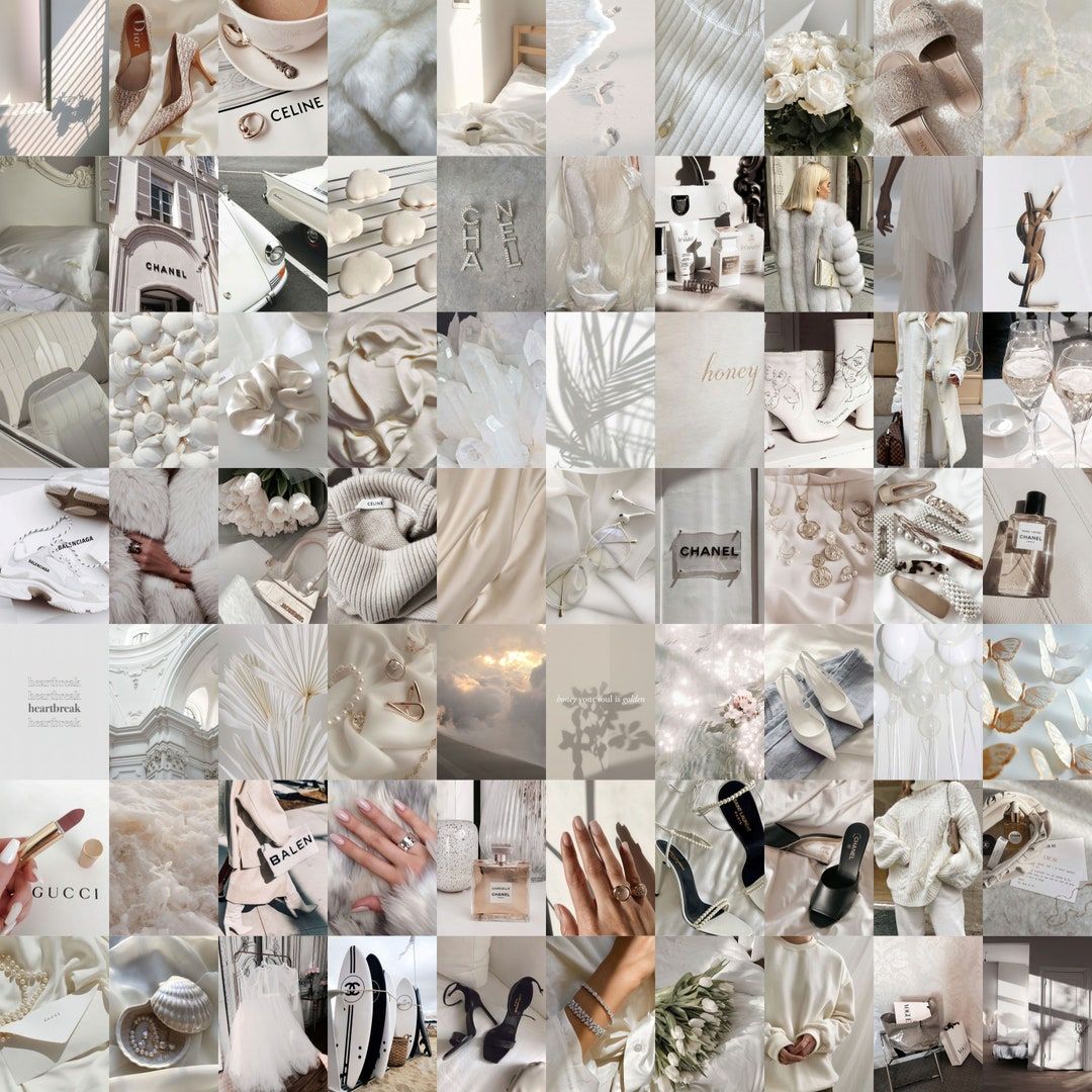 1080x1080 Parisian Aesthetic Wall Collage Kit, White Cream Photo Collage, DIGITAL Prints, Aesthetic Picture for Wall Collage White, Instant 70 Pcs