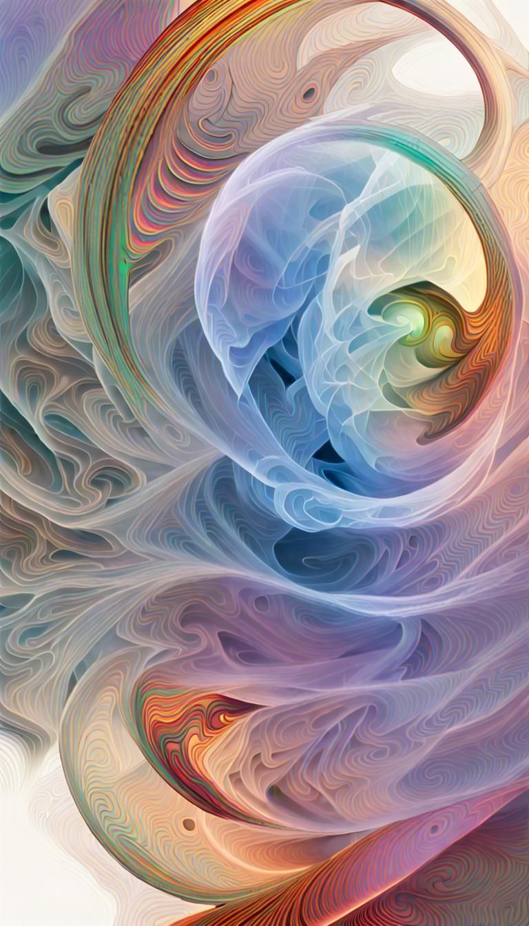 768x1344 Iridescent Smoke Rings with Fractal Patterns in 3D