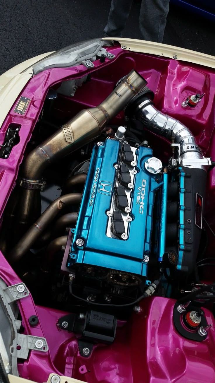 736x1308 Honda Civic Car Engine Compartment. VTEC Tuner Car. Honda car engine modification, Custom honda