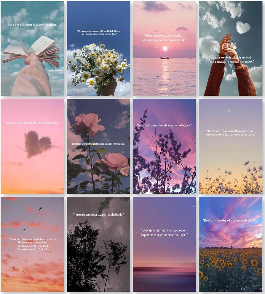 894x989 VVWV 12 Pcs Motivational Quotes Posters For Wall Room Home Decor Abstract Poster Collage Kit (Positive Quotes) : Amazon.in: Home & Kitchen