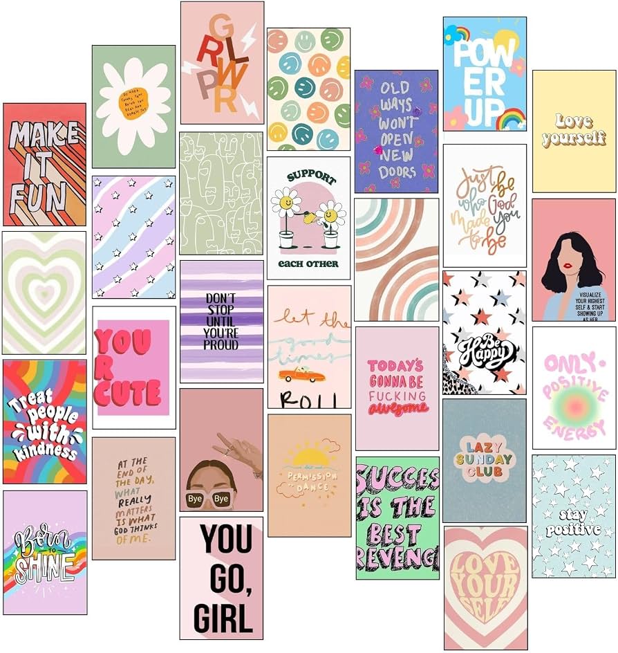 894x944 Kitty Cat Positive Aesthetic Wall Collage Kit for Room Decor. Set of 30 Aesthetic