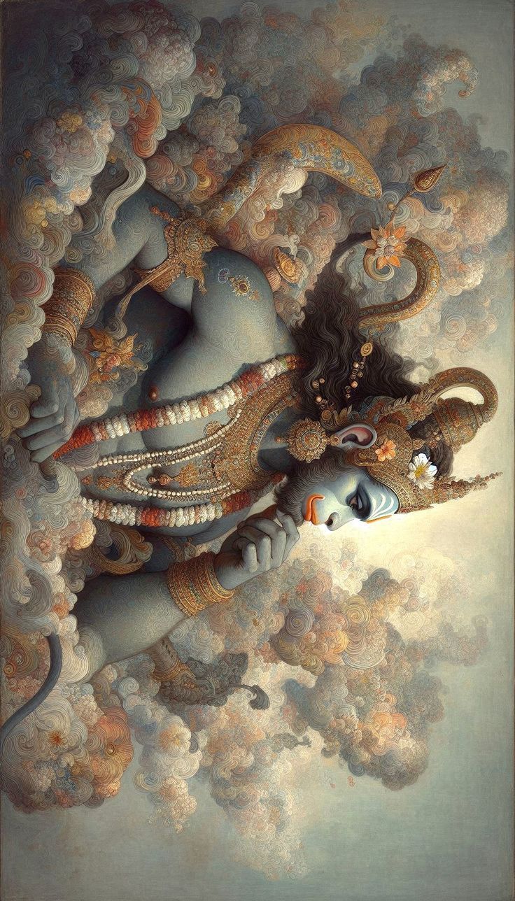 736x1288 Hinduism art wallpaper. Vishnu aesthetic wallpaper, Vishnu ji aesthetic, Paintings