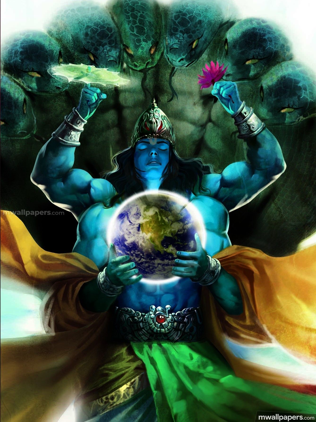 1338x1784 Lord Vishnu Animated Wallpaper