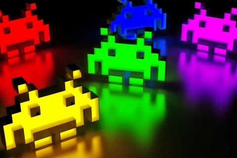 480x320 Phone wallpaper: Space Invaders, Video Game 1197923