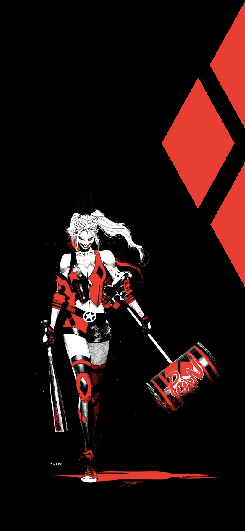 828x1794 Made up a simple Harley Quinn phone wallpaper using the new Jimenez teaser art. Hope you like!