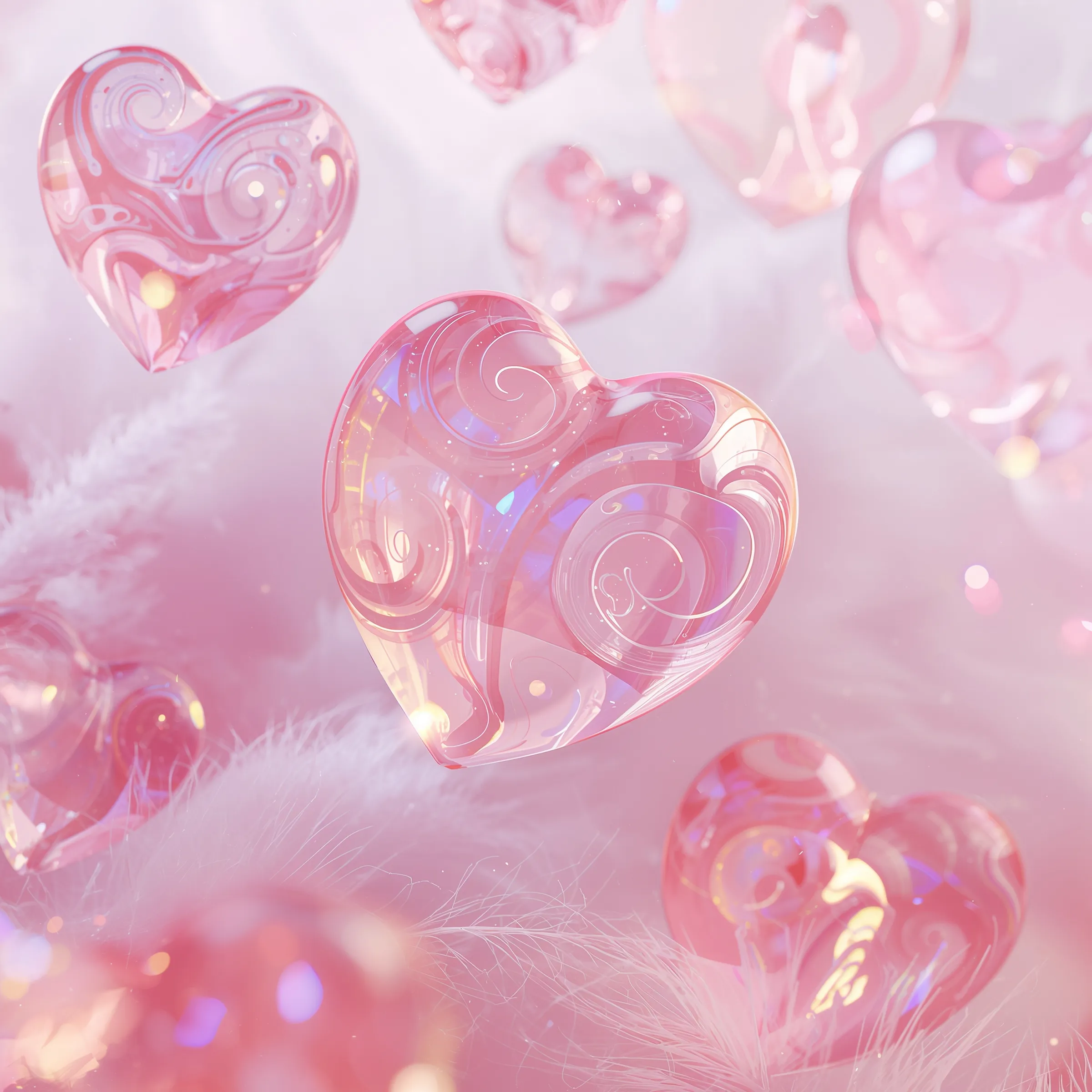 2400x2400 Cute Pink Heart Aesthetic Wallpaper for Phone
