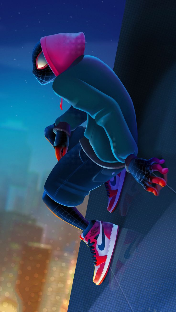 736x1308 Spider man miles morales falling. Spiderman with jordans, Miles morales swinging wallpaper, Miles morales iphone