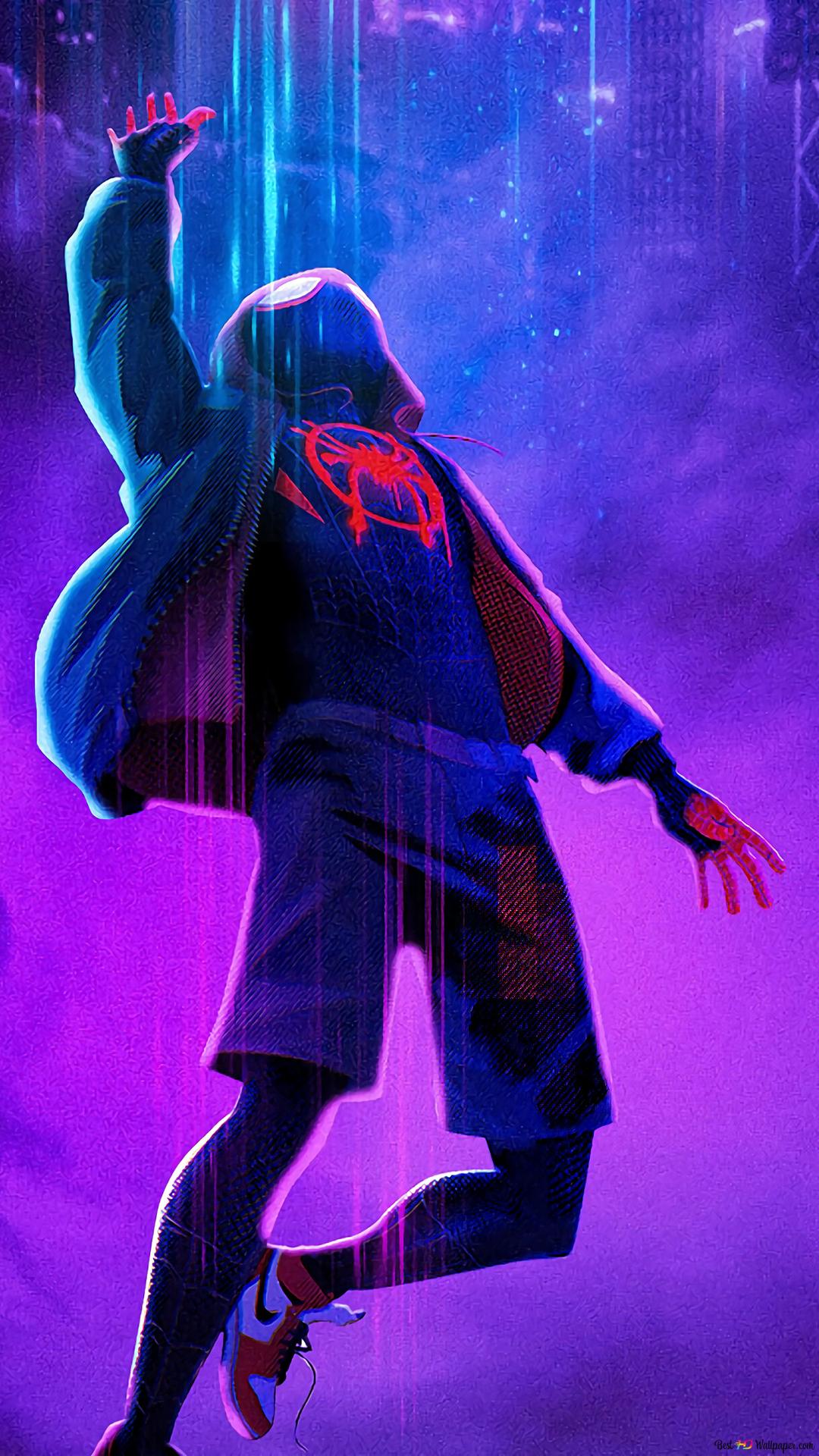 1080x1920 Falling Miles Morales Spider Man 4K Wallpaper Download