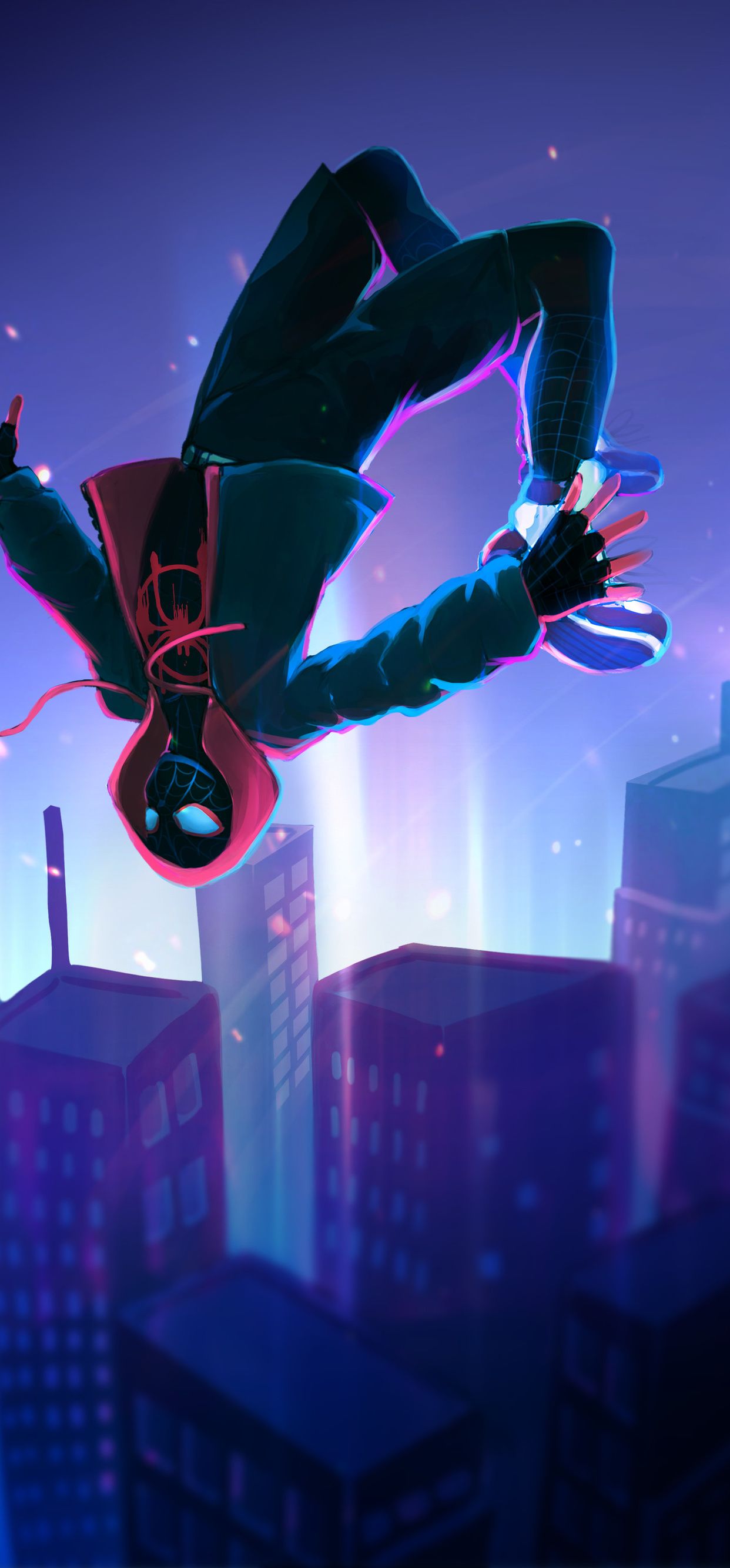 1242x2668 Miles Morales Falling Phone Wallpaper