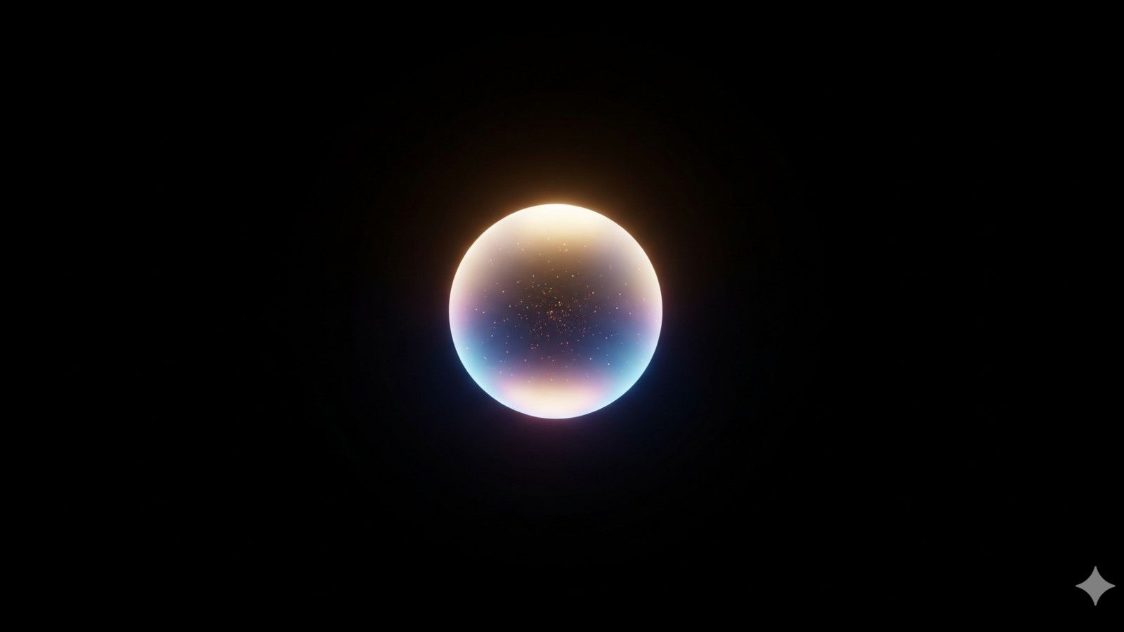 1600x900 single glowing orb floating in infinite black space HD creative Wallpaper
