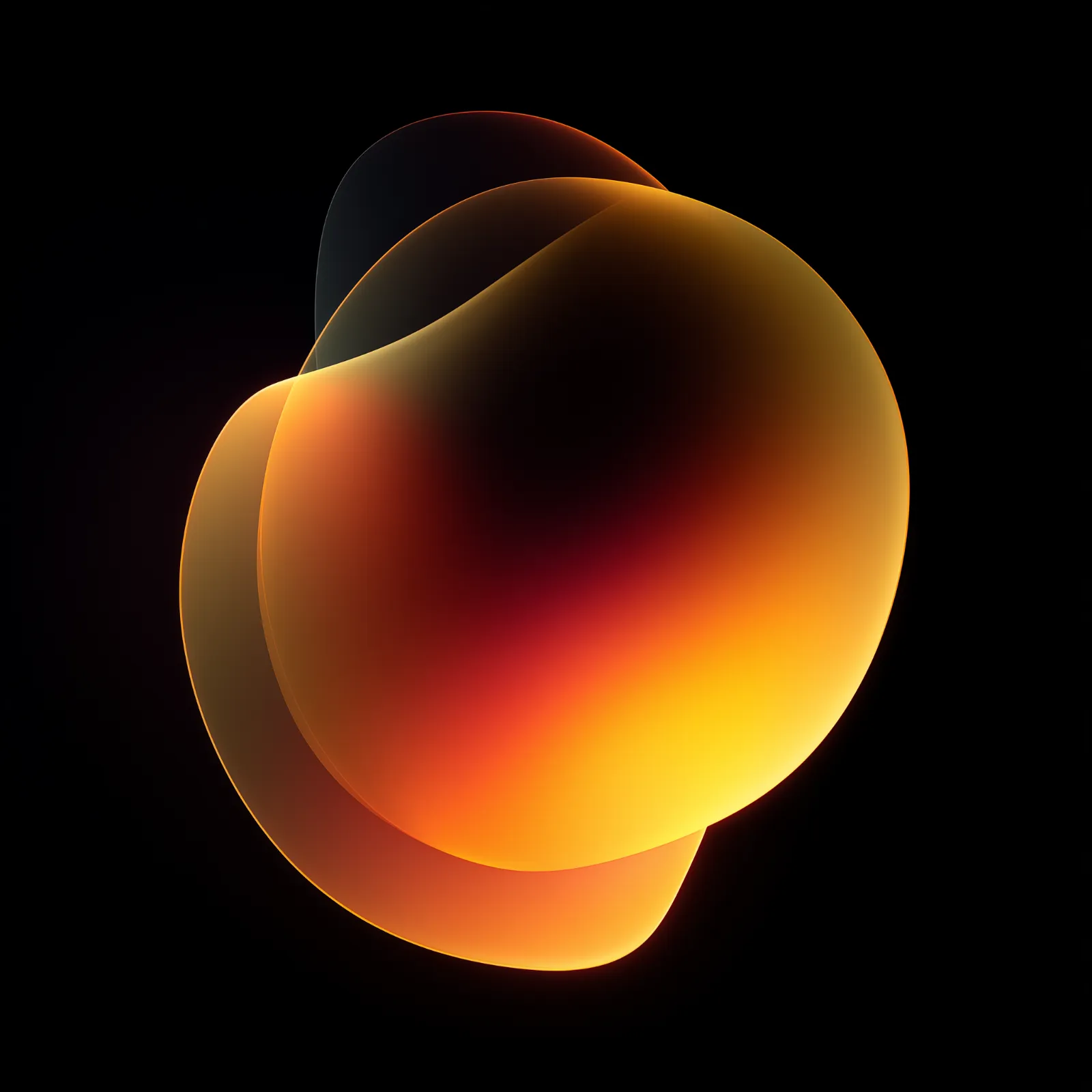 1600x1600 Glowing abstract amber orb on black. Stock Image & Design Asset