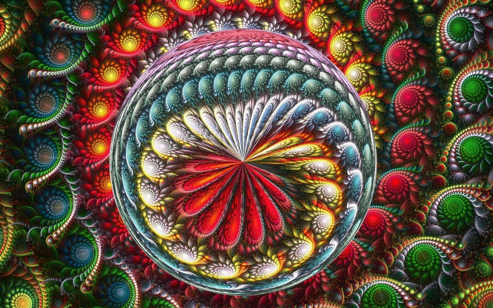 1920x1200 Colorful fractal swirls inside the orb wallpaper wallpaper