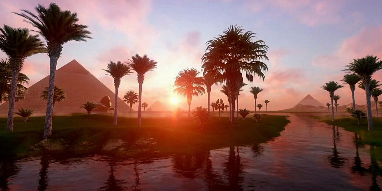 1280x640 Download Pyramids Nile River Giza. Royalty Free Stock Illustration Image