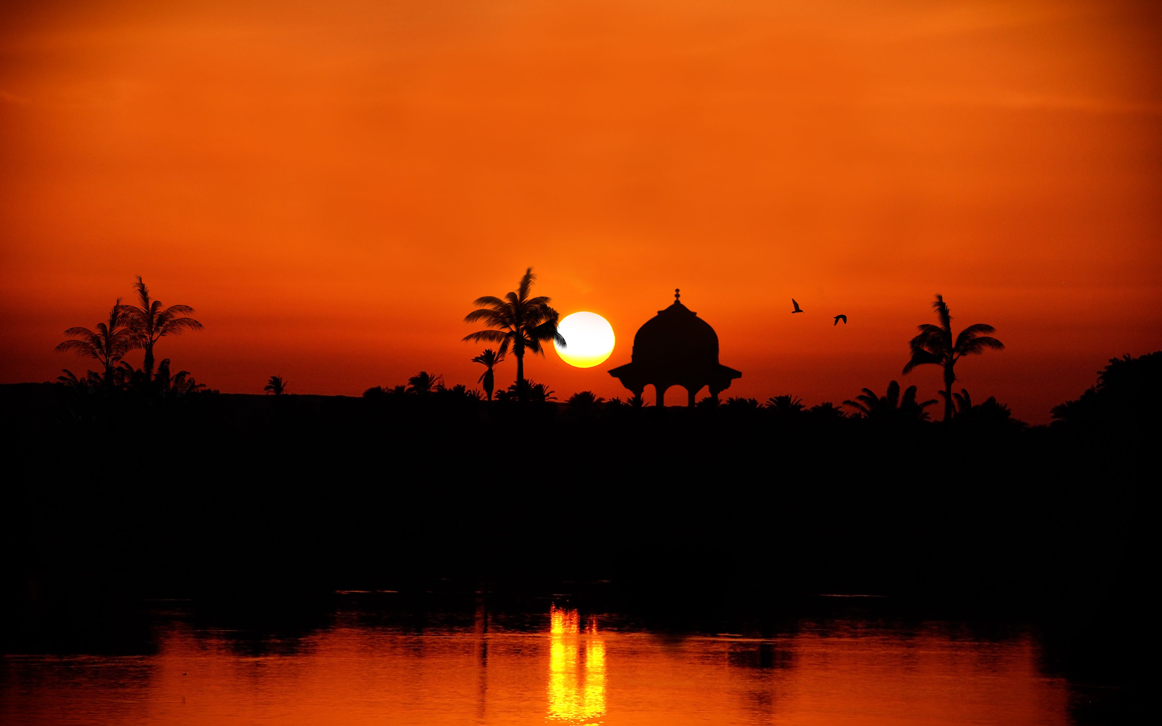 3840x2400 Free sunset, river 4K wallpaper for desktop and phone