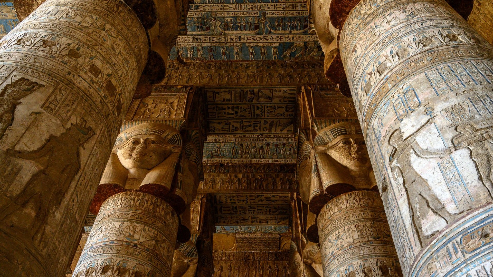 1920x1080 Ancient Civilization Hieroglyphs Dendera Temple, Nile Valley, Egypt HD Travel Wallpaper