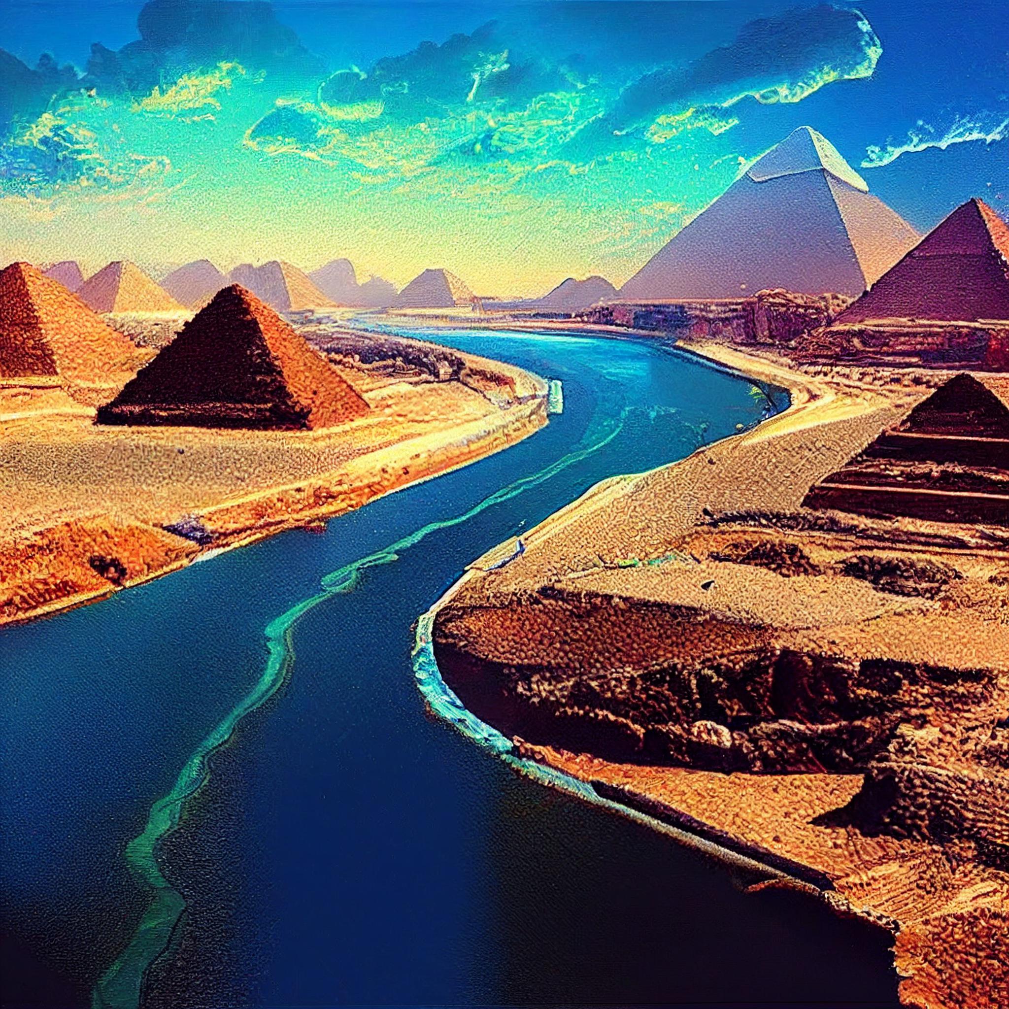 2048x2048 The nile river flowing through ancient egypt
