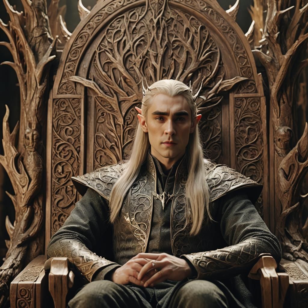 1024x1024 Young King Thranduil on His Throne: Cinematic Film