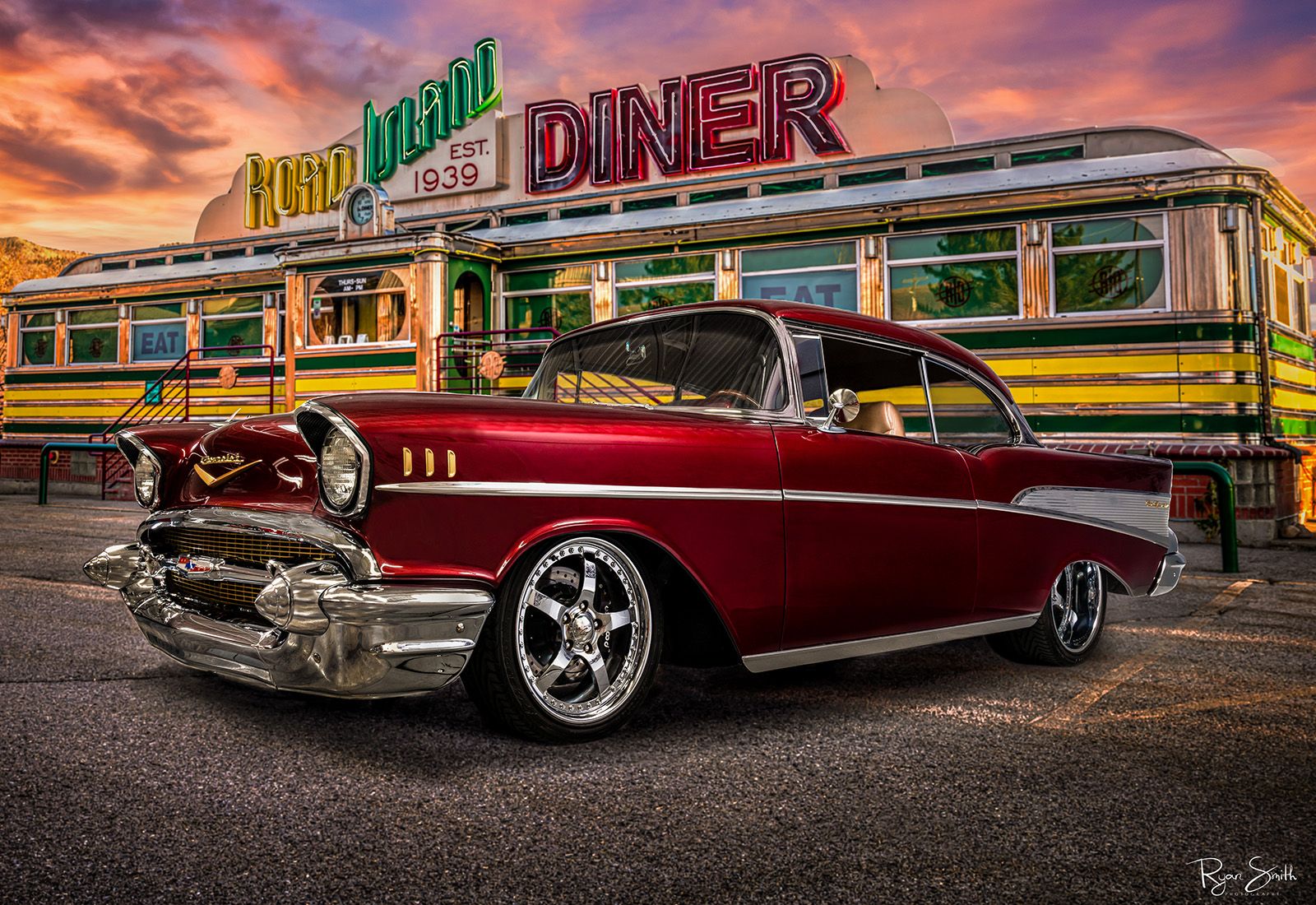 1600x1100 Diner 57. Vintage Auto Wall Art