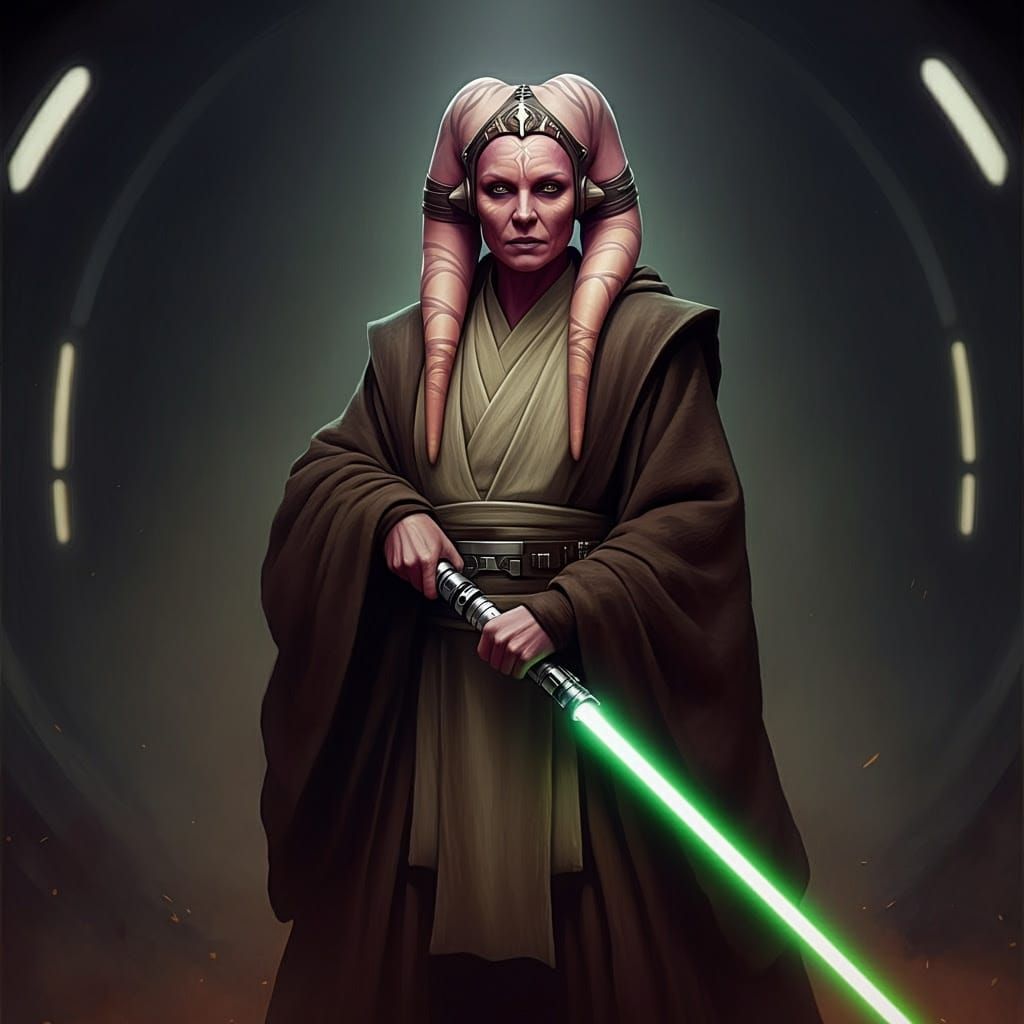 1024x1024 Mature Twi'lek Jedi Master In Earth Toned Robes, W