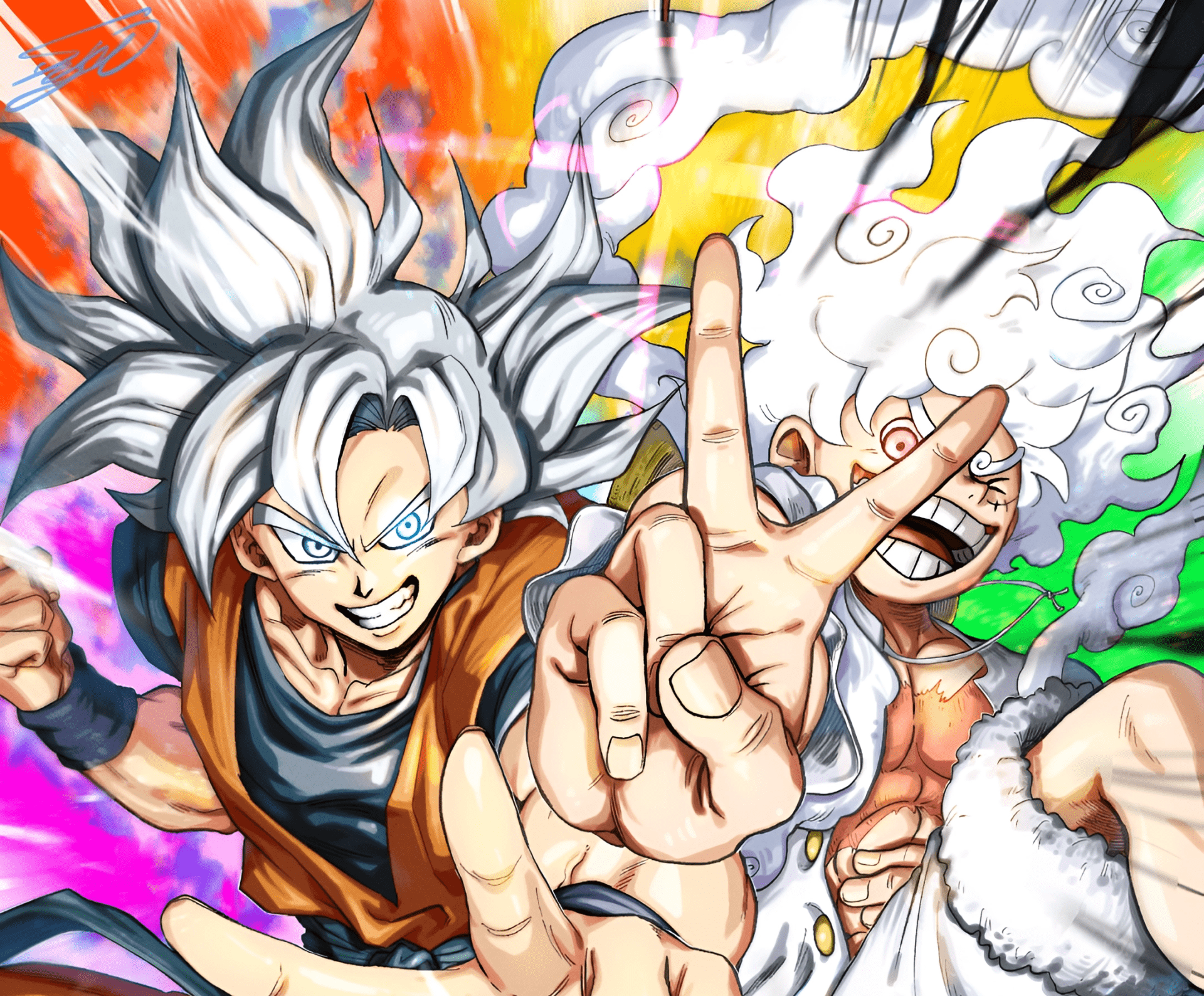 1920x1588 Goku & Luffy Gear 5 Fusion