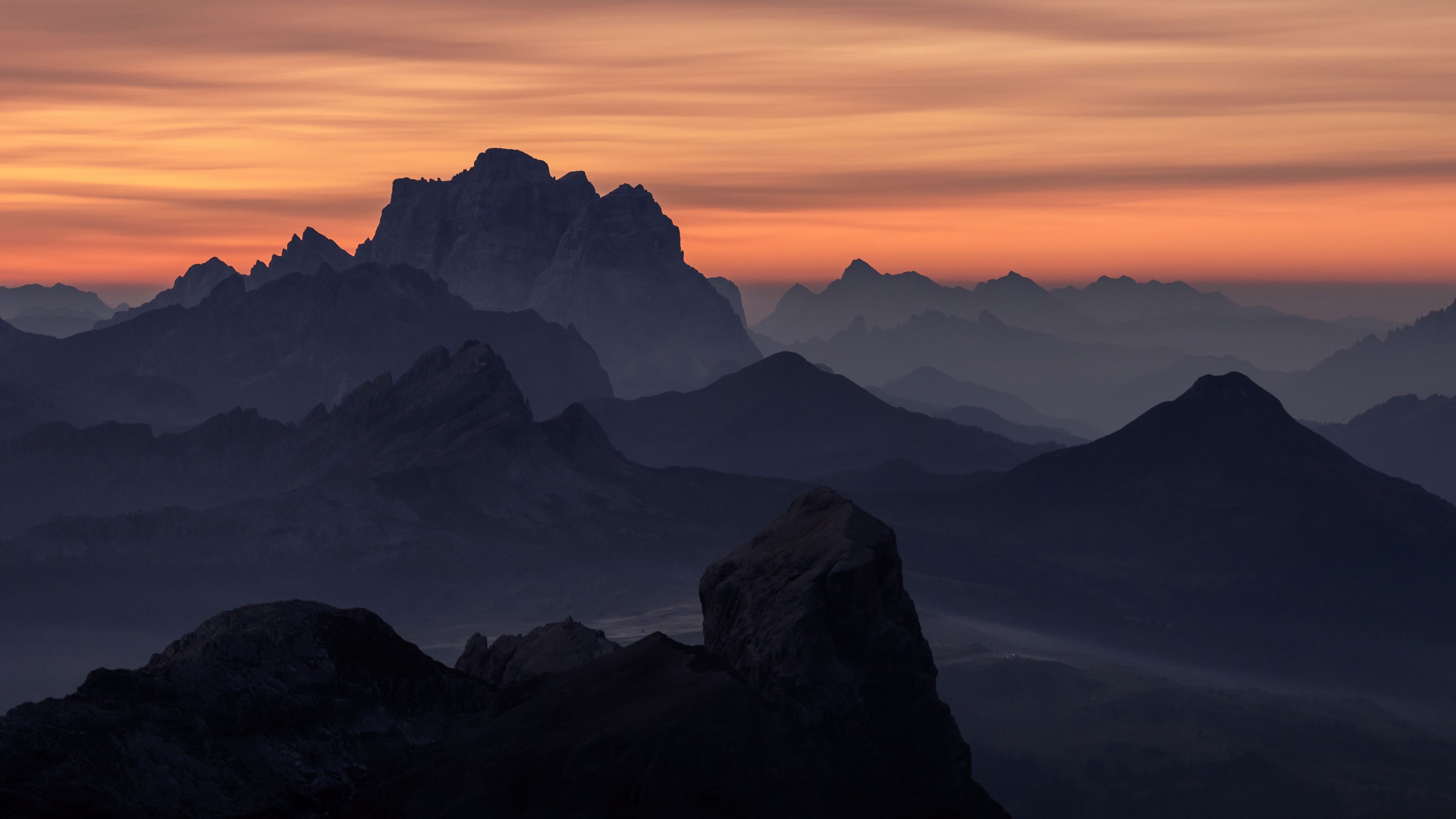3840x2160 Mountain range Wallpaper 4K, South Tyrol, Italy, Silhouette