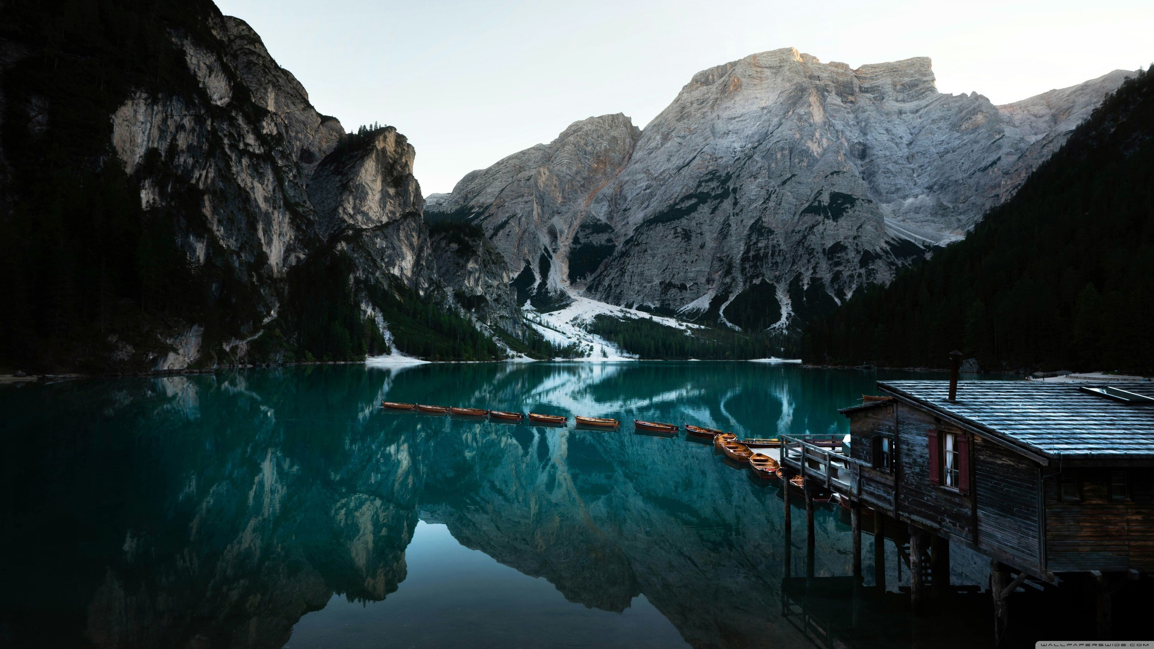 3840x2160 Lake, South Tyrol, Italy, Dolomites, Italian Alps, Mountains, Boats, Nature, Travel 4K UHD Wallpaper for UltraHD Desktop and TV : Dual Monitor : Smartphone and Tablet Devices