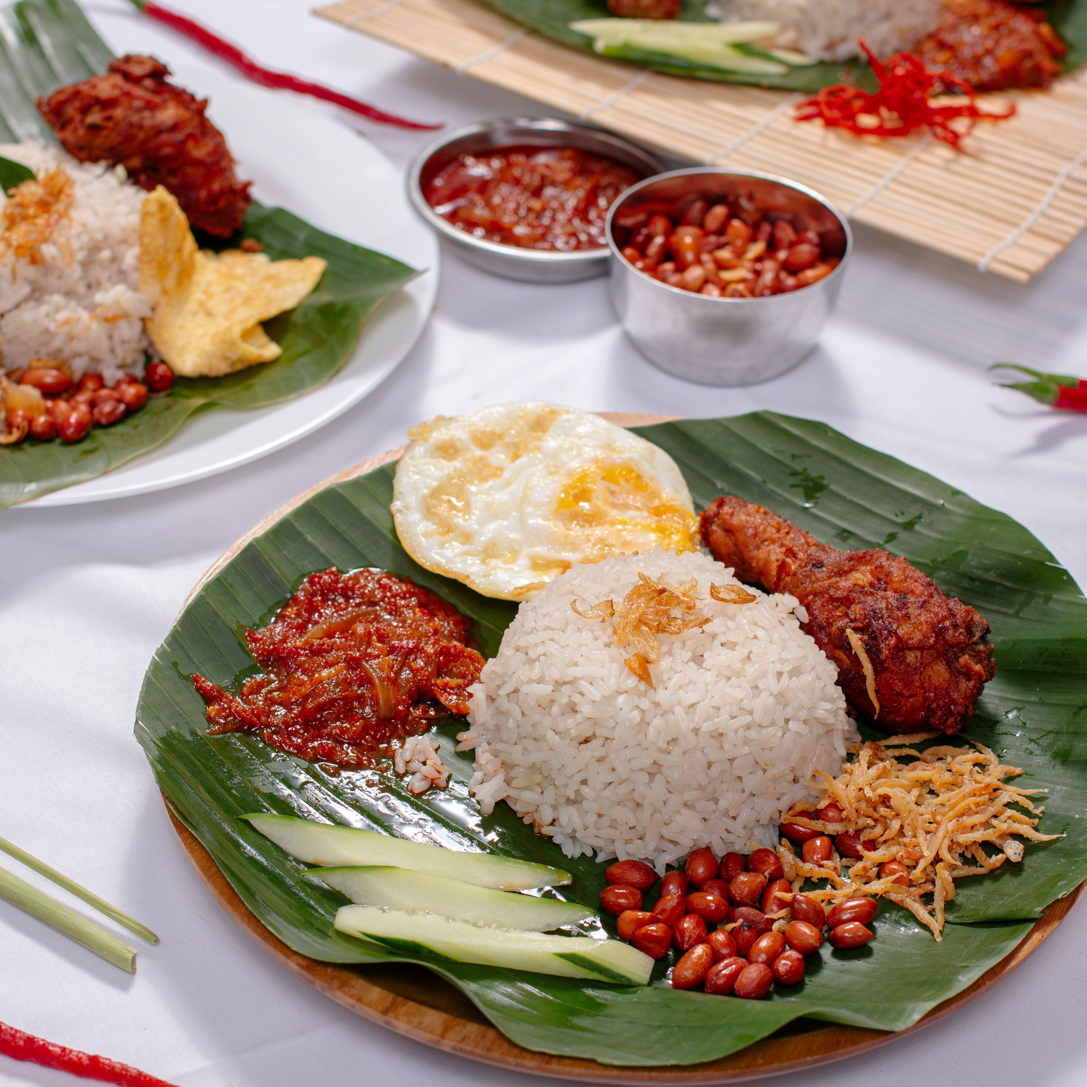 3648x3648 Nasi Lemak Served on Banana Leaf · Free