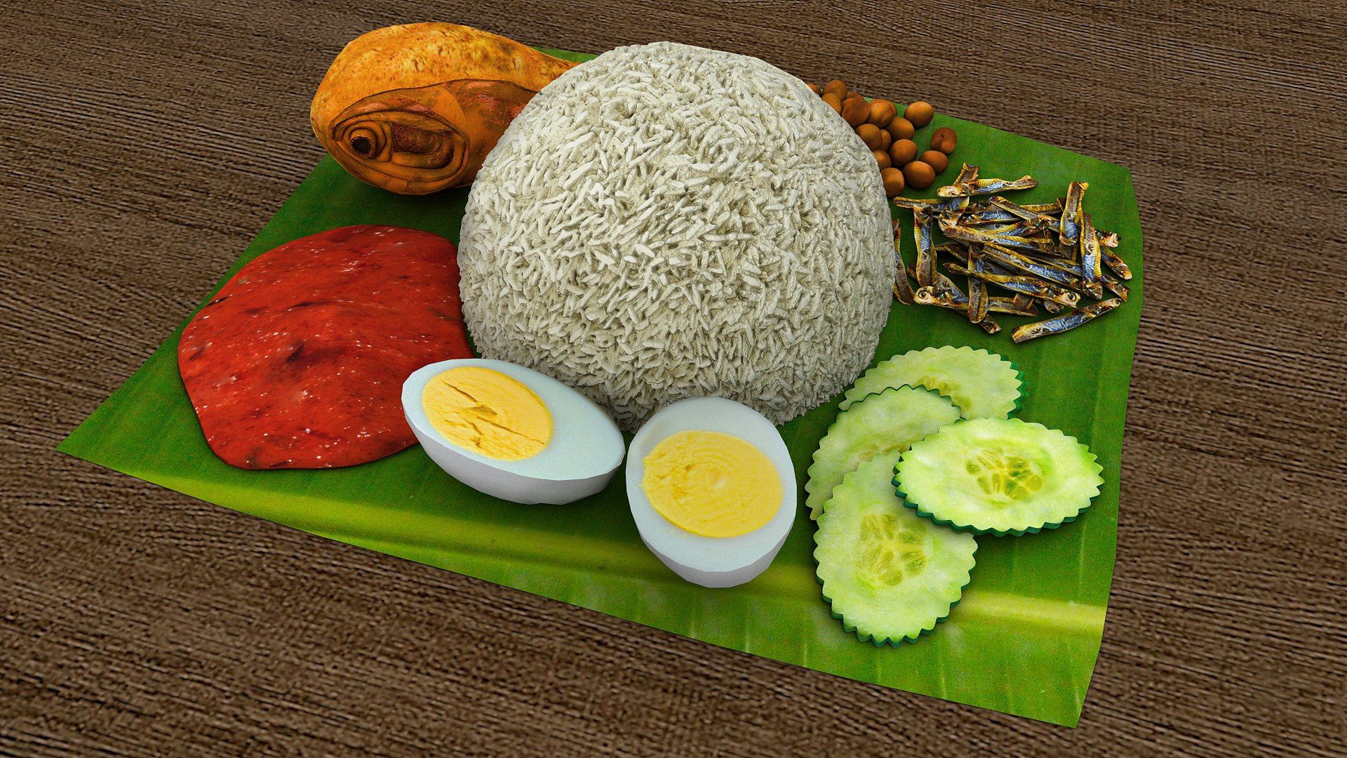 1920x1080 3D Nasi Lemak