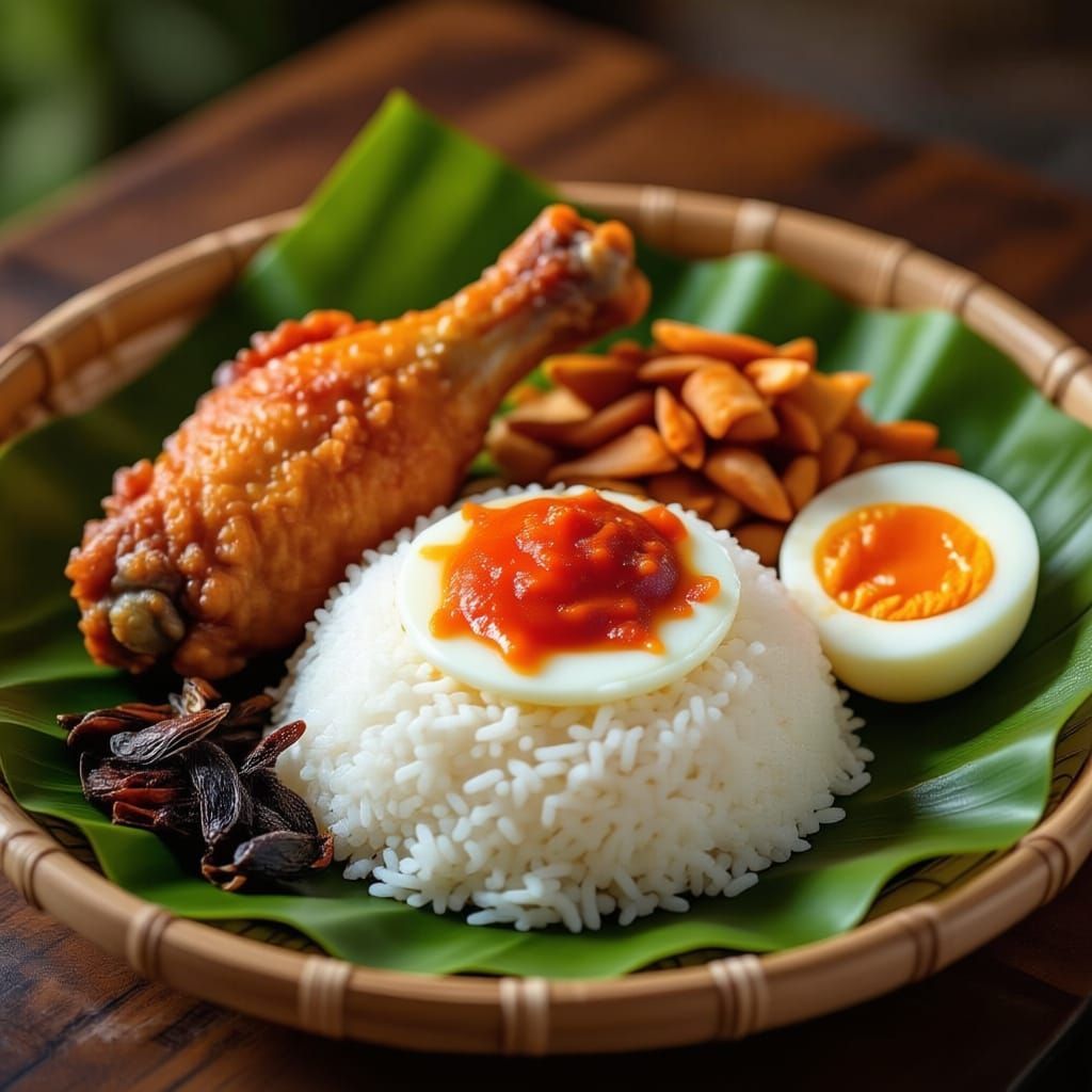 1024x1024 Nasi Lemak Meal with Chicken Wing and Egg