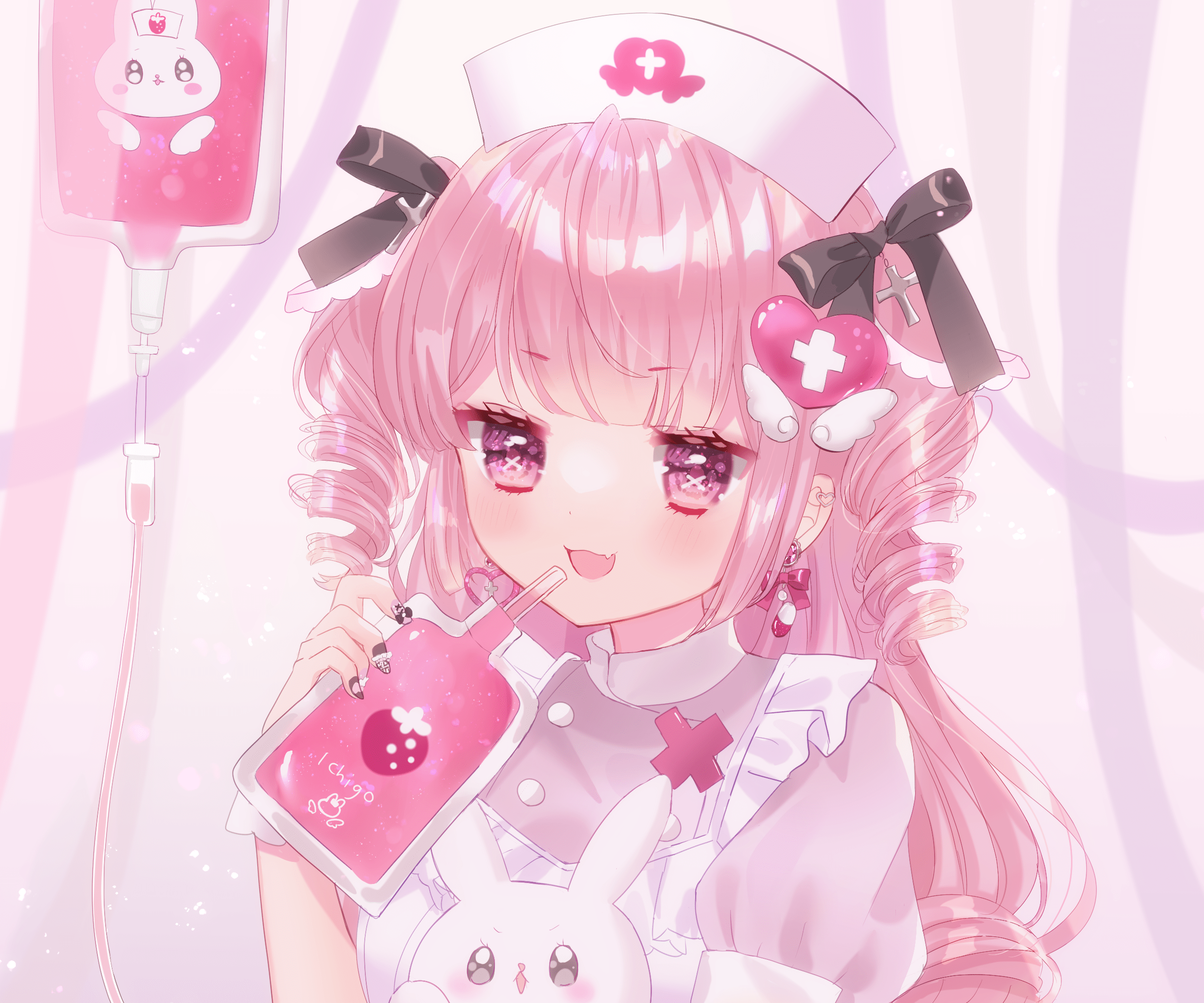 2508x2090 Cotton Candy Clinic: Pink Haired Anime Nurse HDx2090