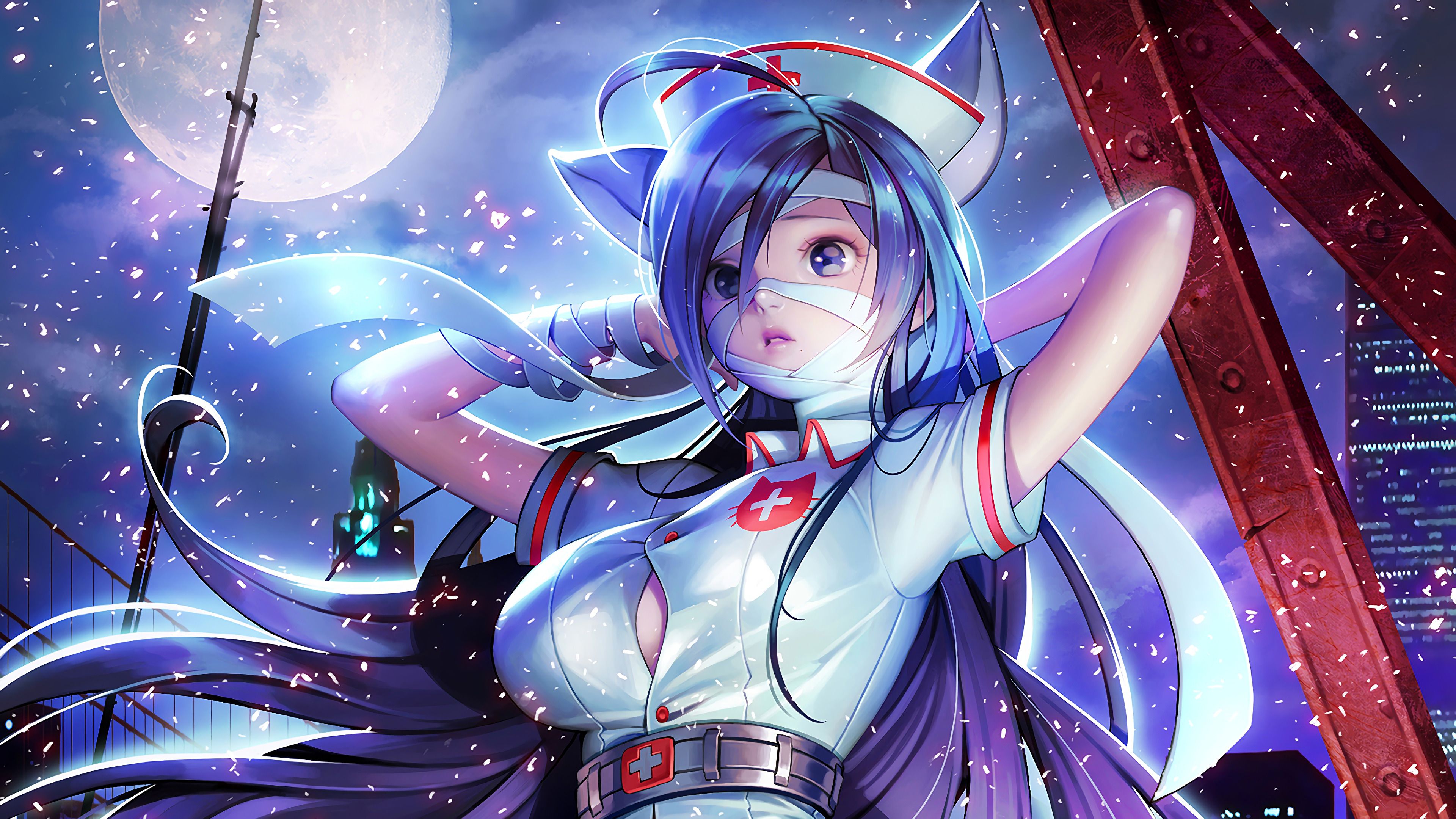 3840x2160 Anime Nurse Girl Bandage 4K Wallpaper HD