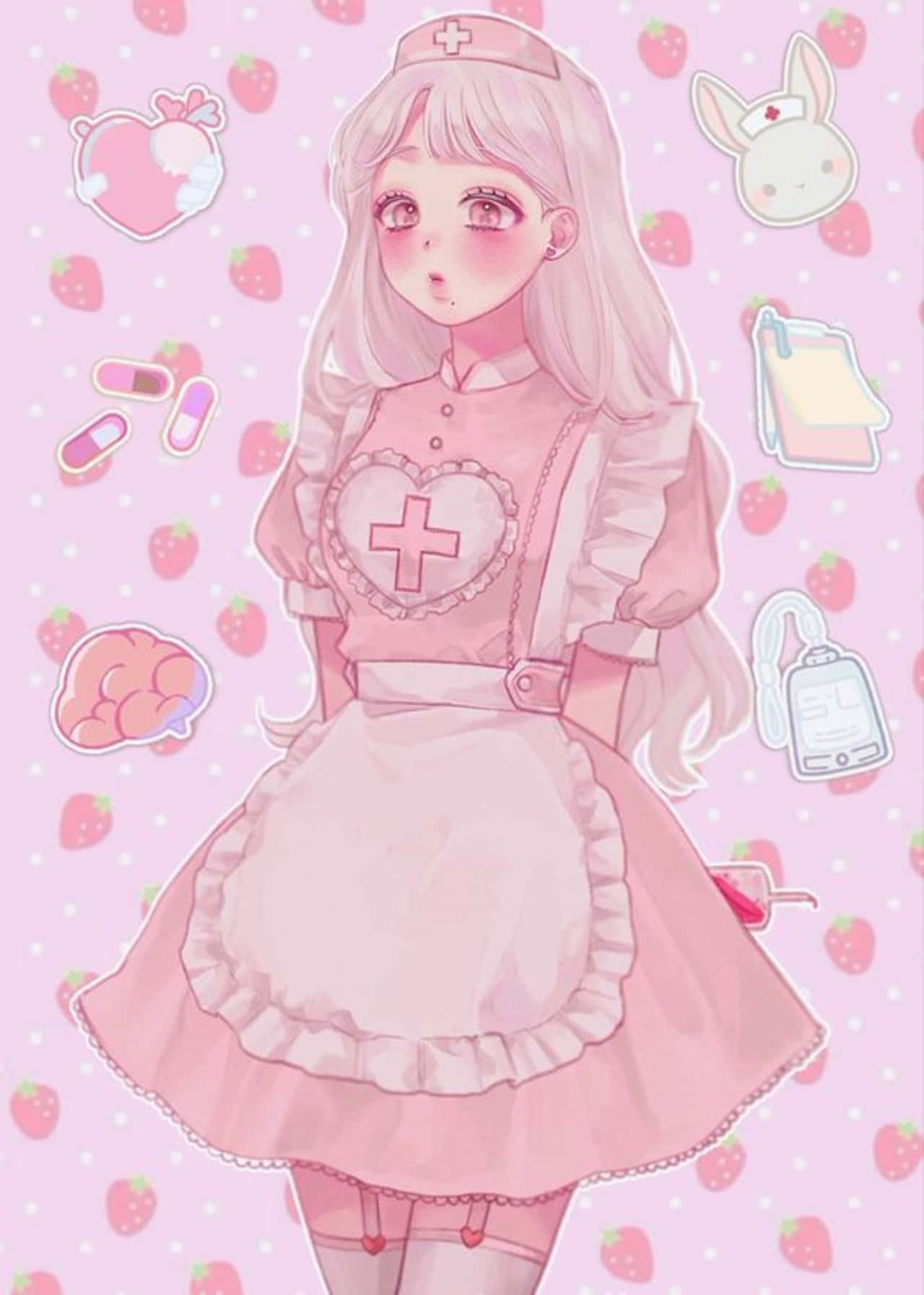 1280x1793 Download Kawaii Nurse Aesthetic Artwork Wallpaper