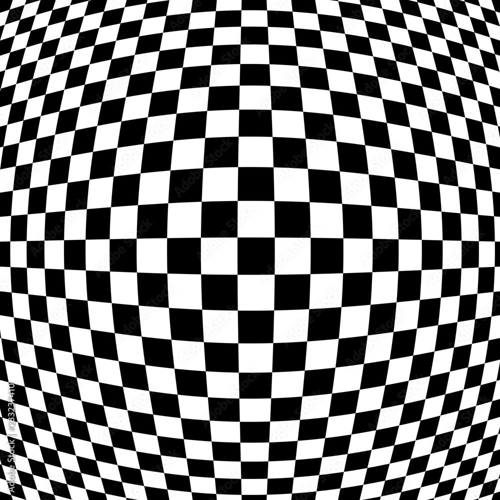 1000x1000 Checkered abstract wallpaper, black and white fabric illusion pattern texture background. 3D squares illustration Stock Illustration