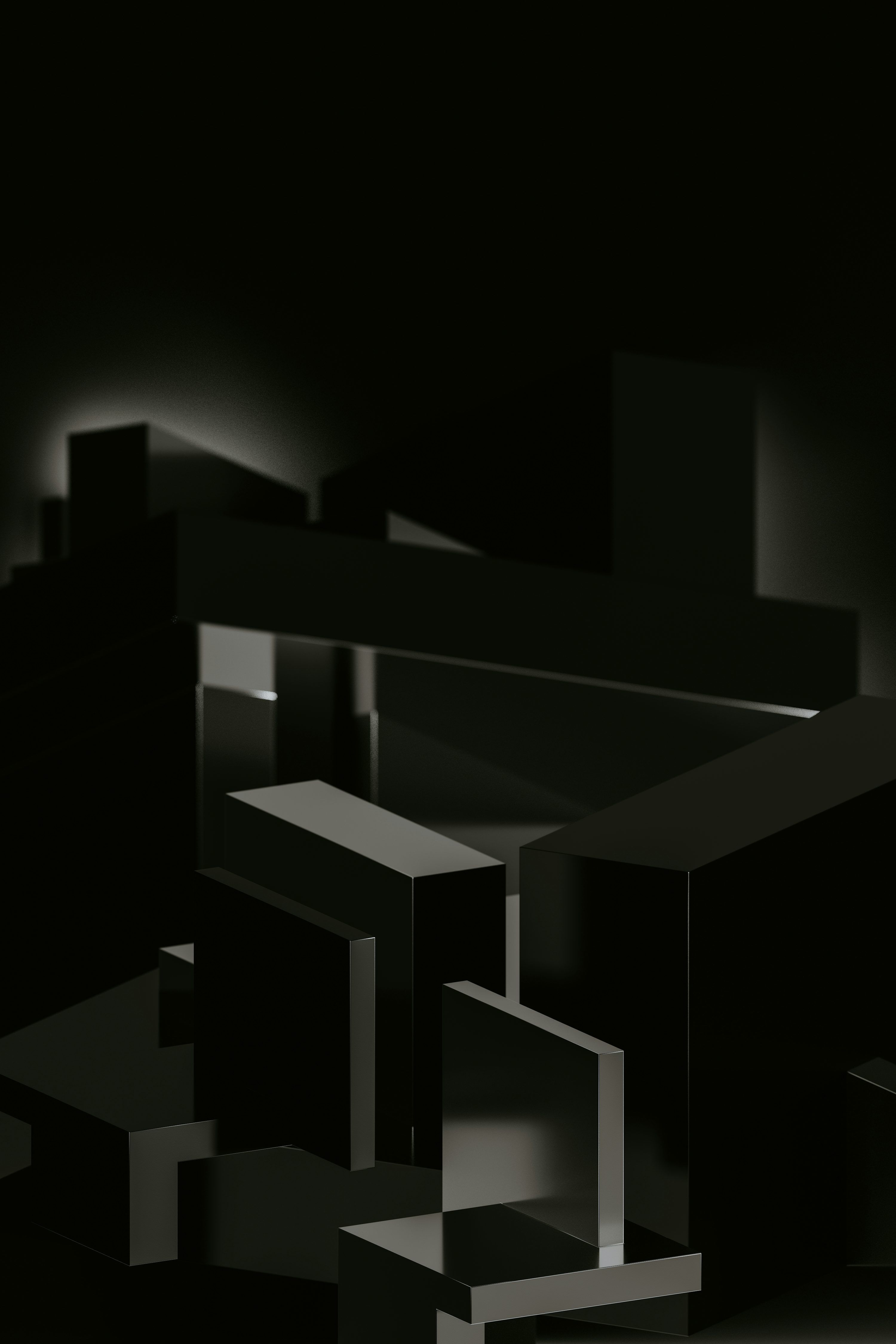 3000x4500 A black and white photo of a bunch of cubes