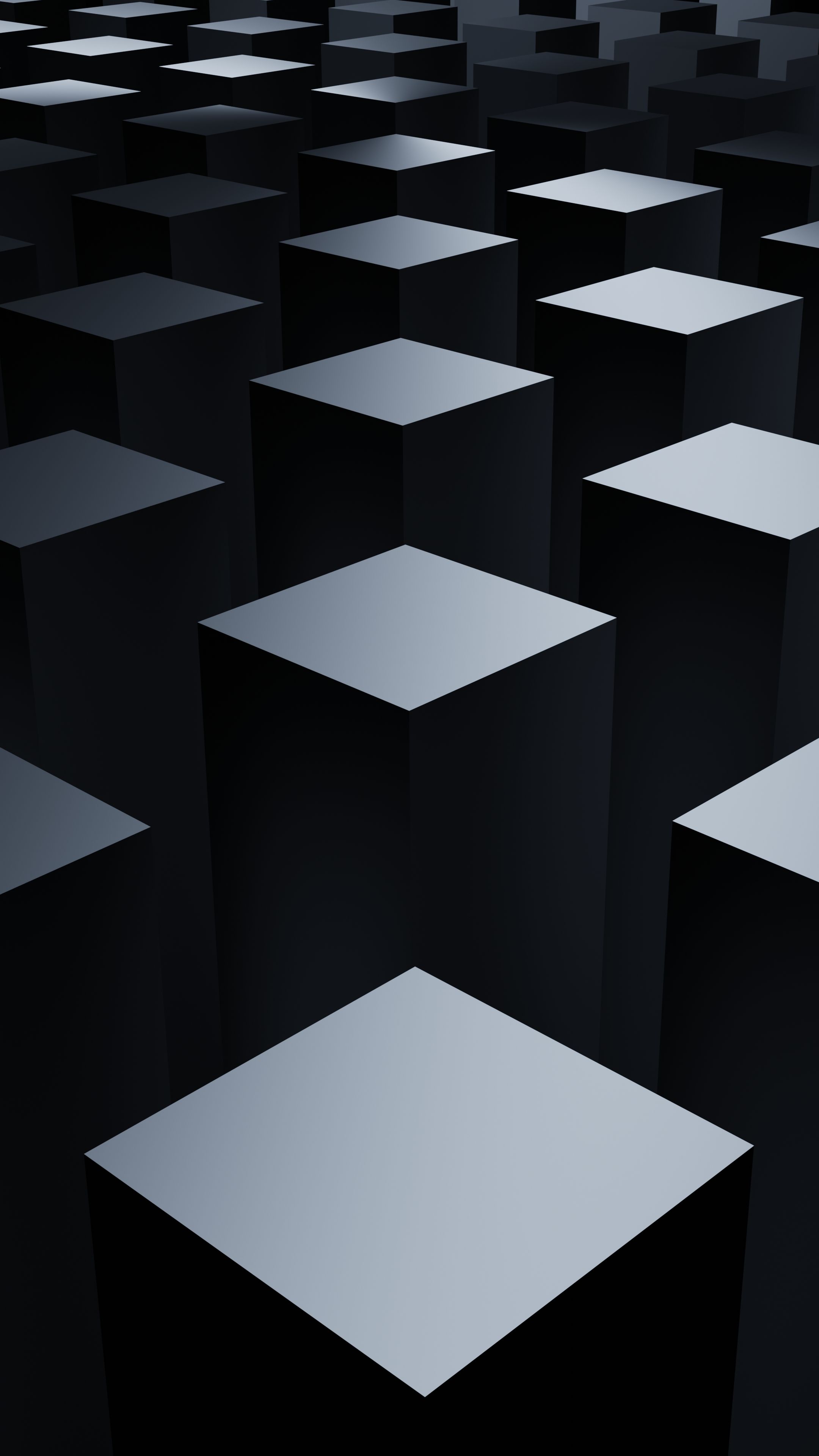 2160x3840 Abstract Pattern of 3D Dark Cubes in Perspective · Free