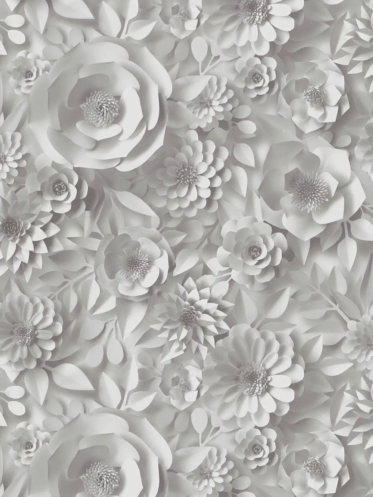 1500x2000 3D wallpaper with paper flowers, graphic floral pattern