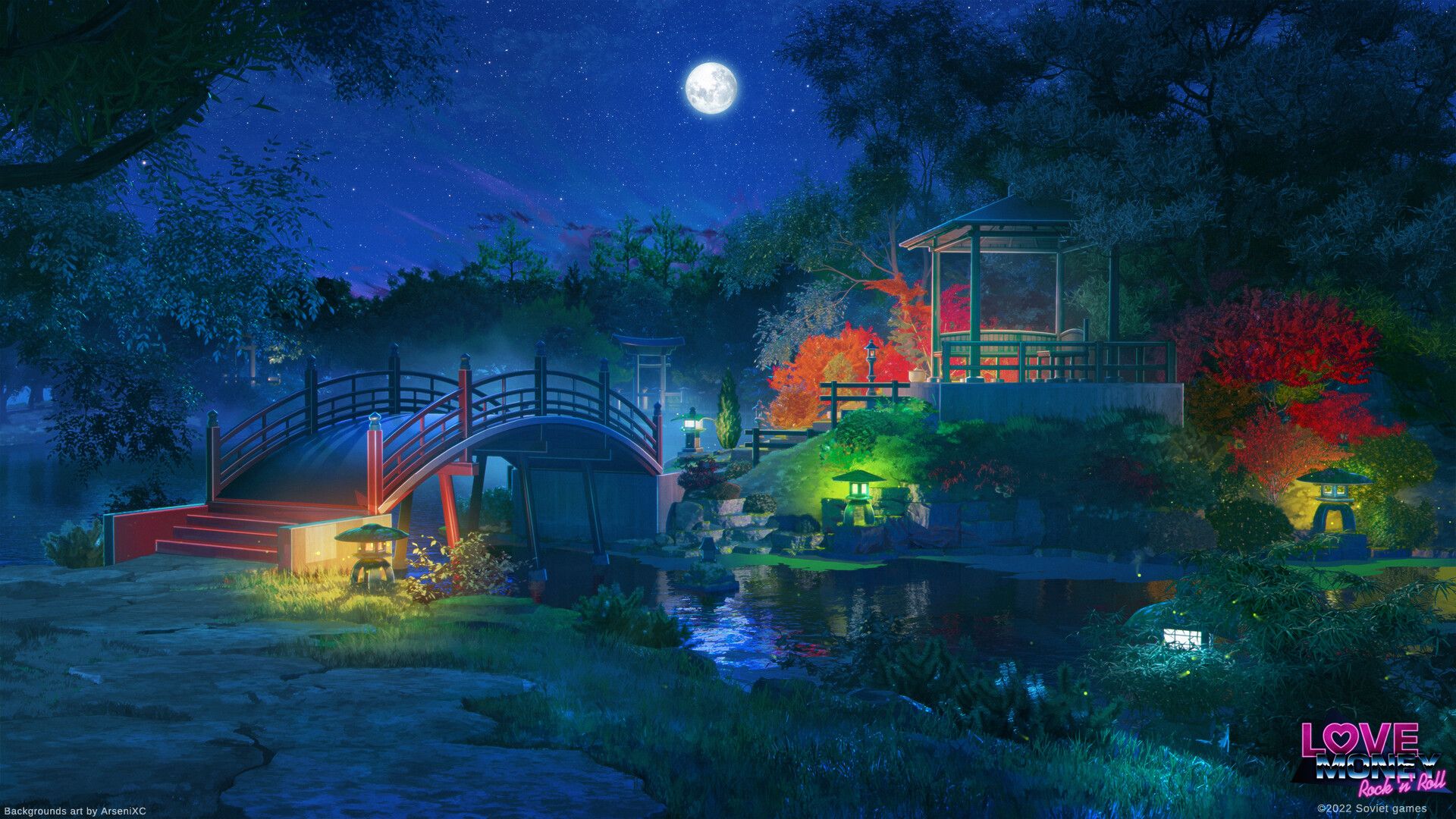 1920x1080 Japan garden night version