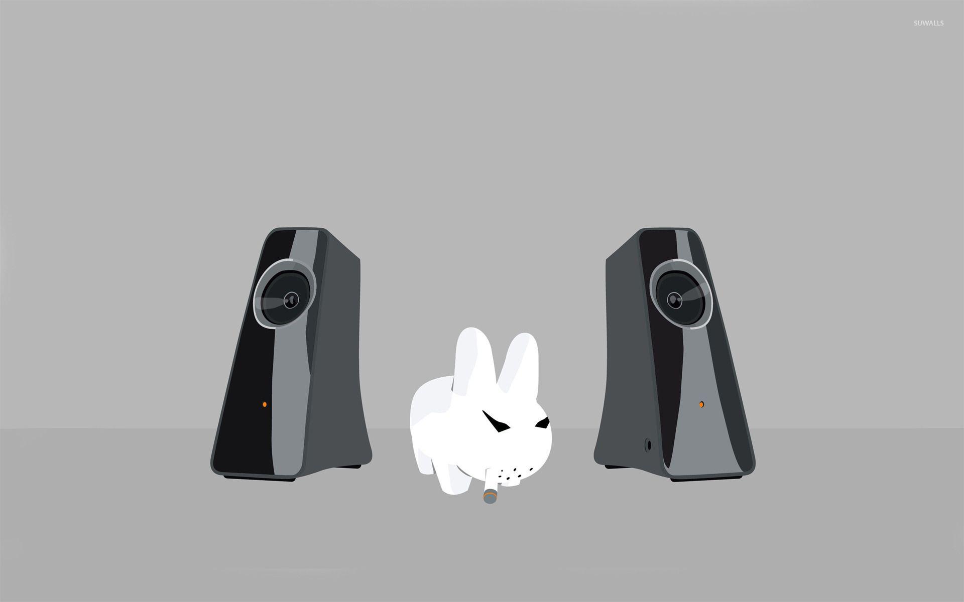 1920x1200 Angry bunny with speakers wallpaper wallpaper