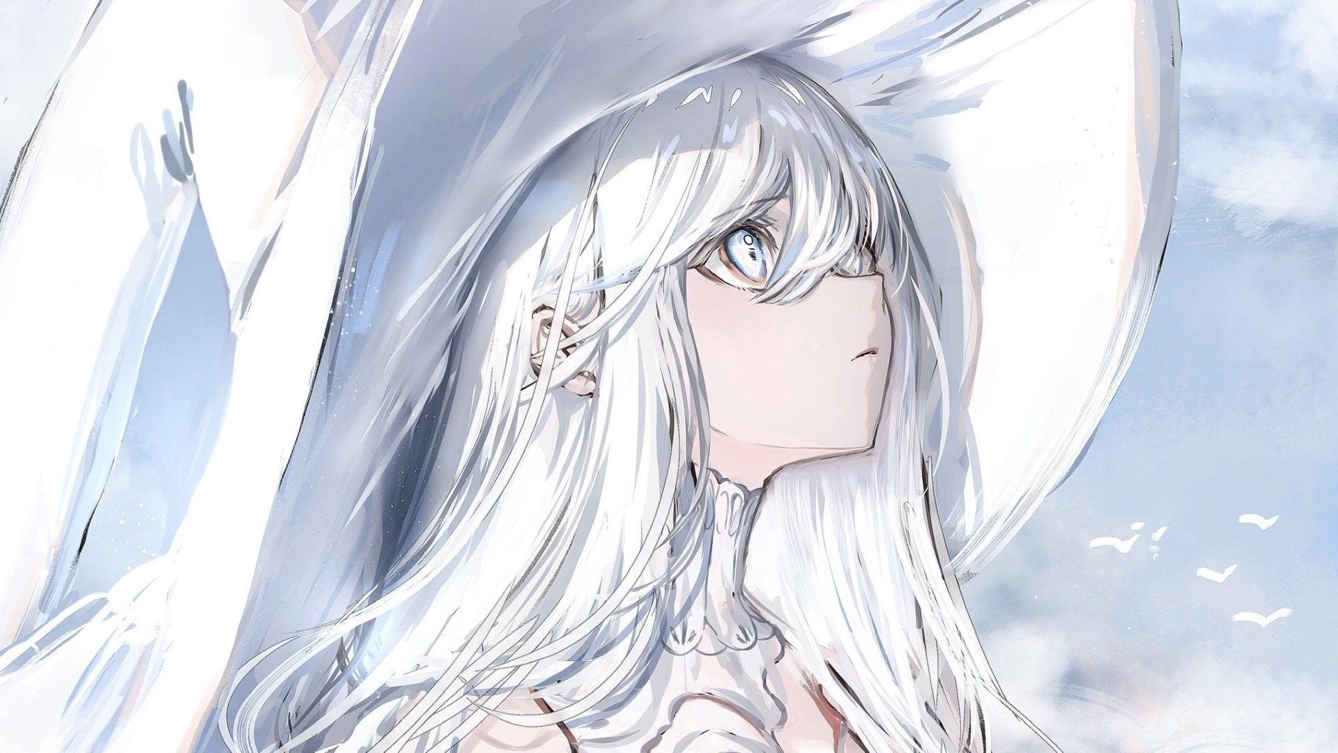 1920x1080 Download White Hair Anime Witch HD Wallpaperx1080
