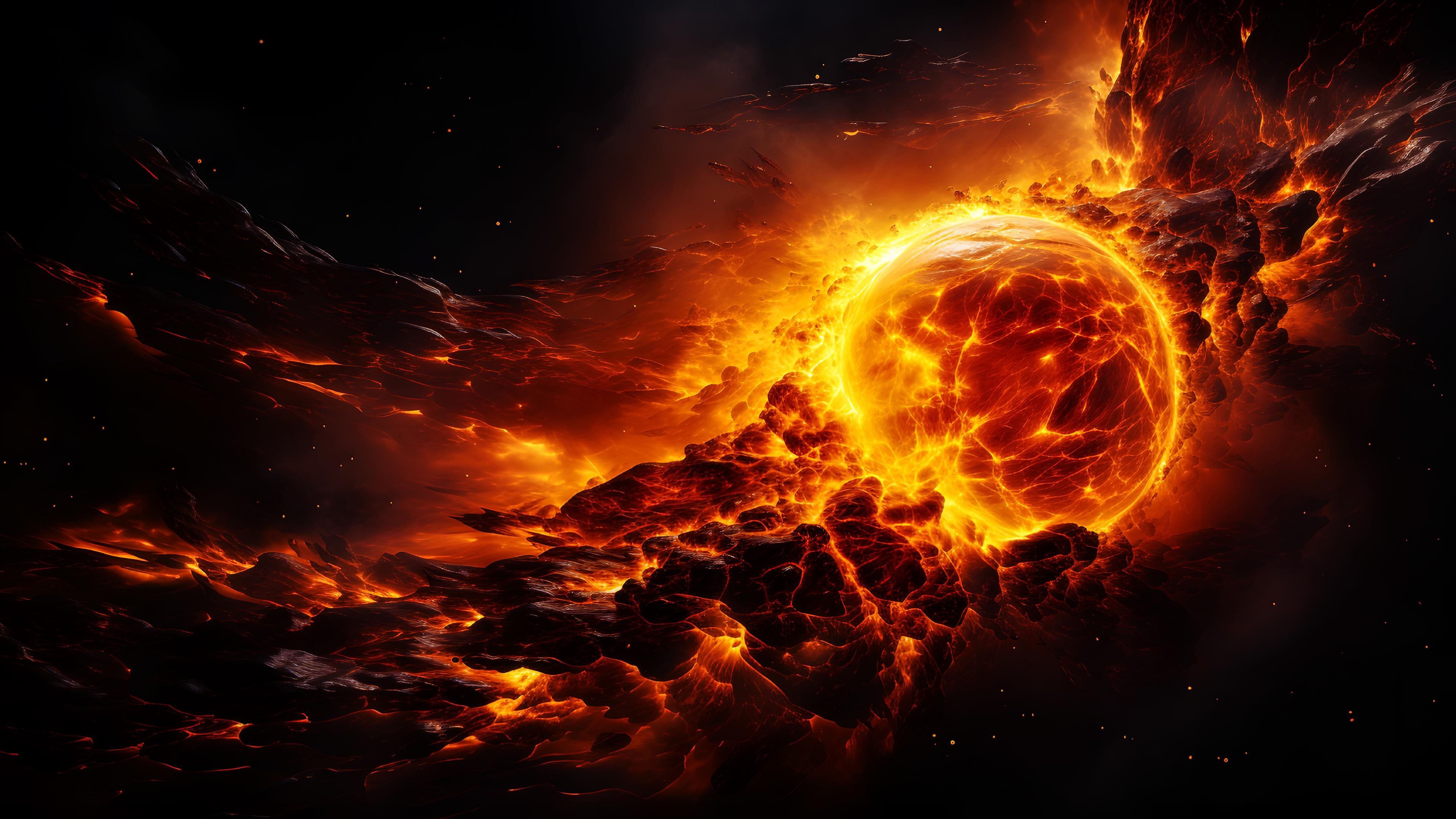 3840x2160 3840×2160] Fiery Space Explosion Wallpaper