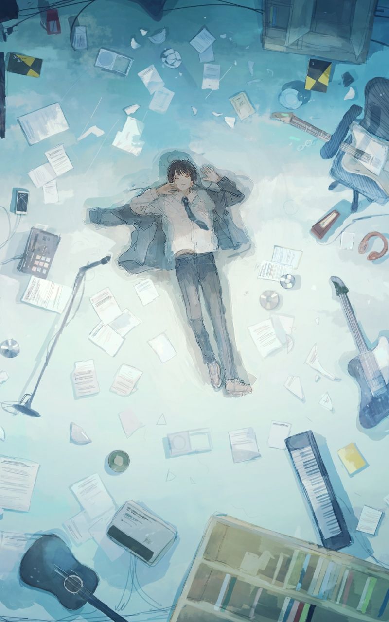800x1280 Anime Boy With Guitar Wallpaper