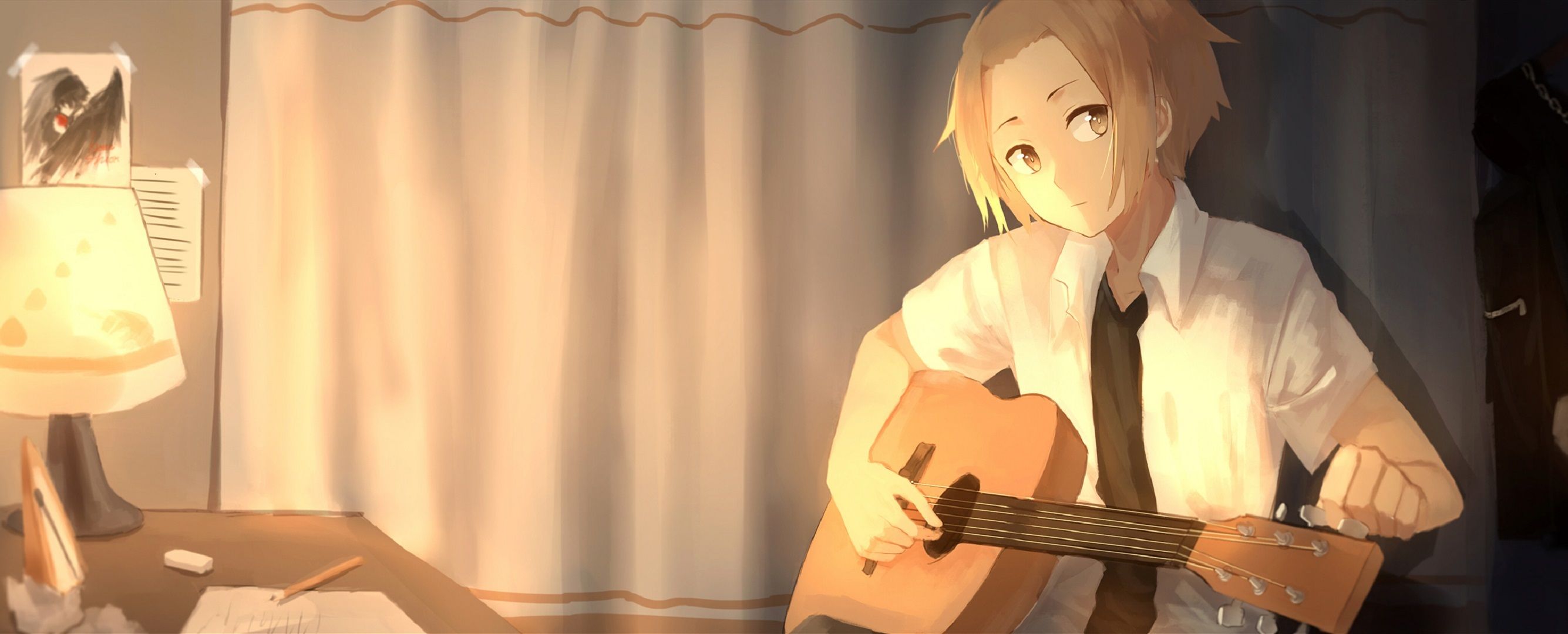 2670x1080 Free light, guitar 2K wallpaper for desktop and phone
