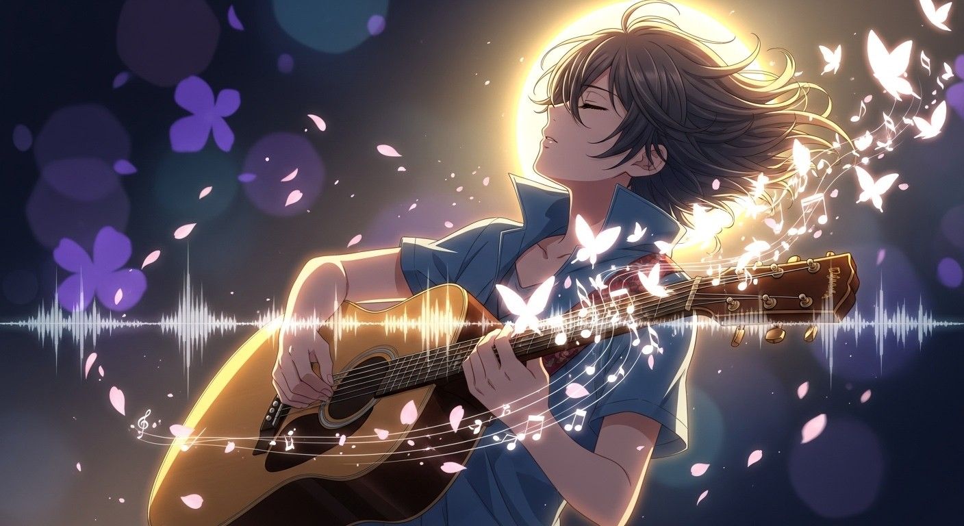1408x768 Download Melodic Guitar Dreams Image, Anime, Guitar