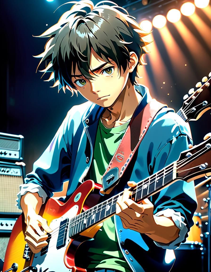 896x1152 Metal Guitarist in Anime Style Key Visual