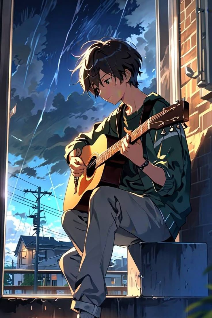 736x1104 Anime Boy Stormy Weather