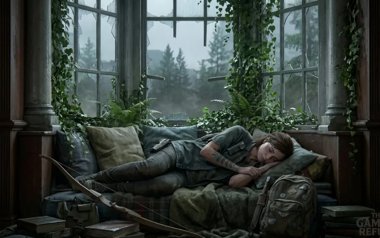 1280x800 The Last of Us: Ellie Overlooking Mount Rushmore Ruins