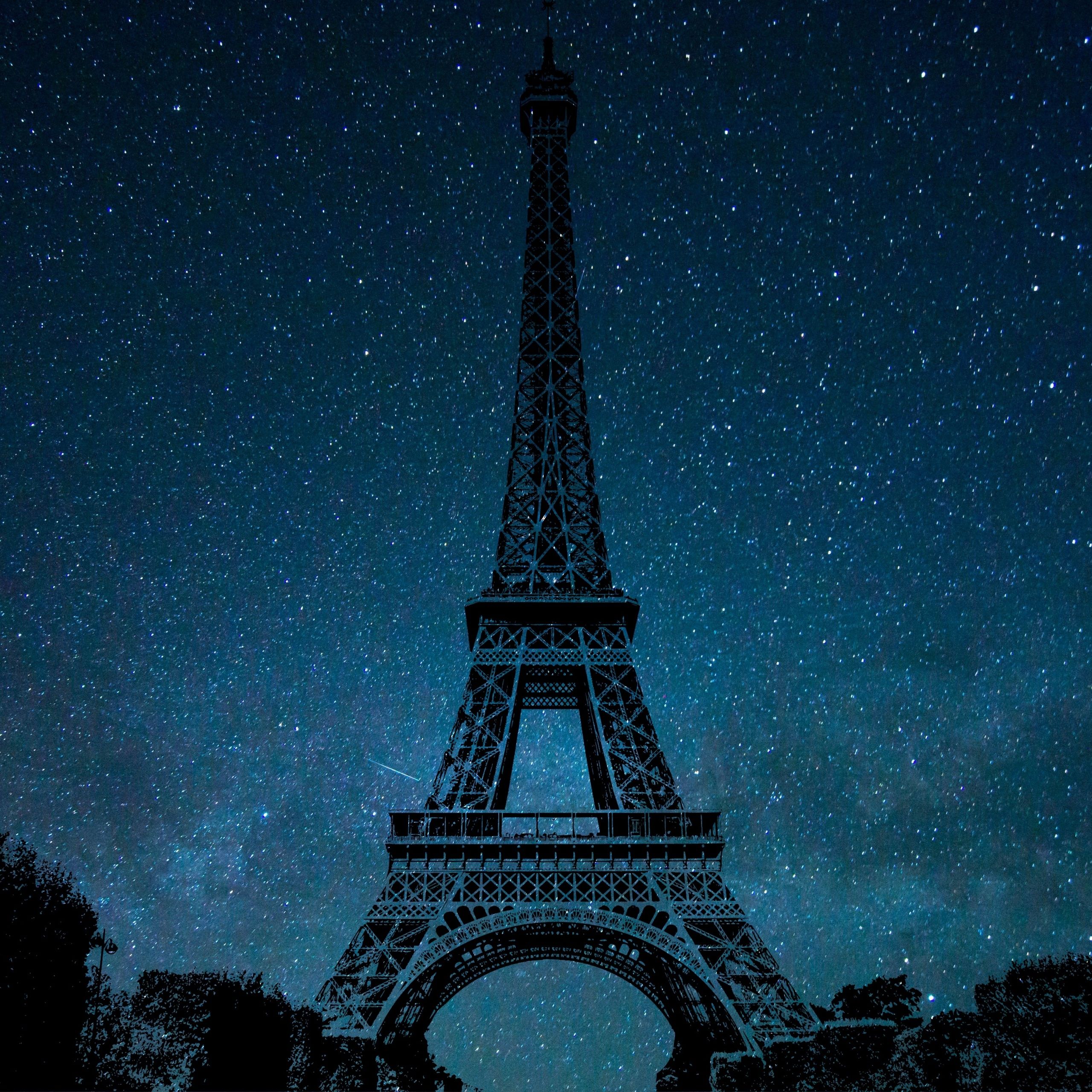 2560x2560 Eiffel Tower Wallpaper 4K, Night, Paris, Silhouette