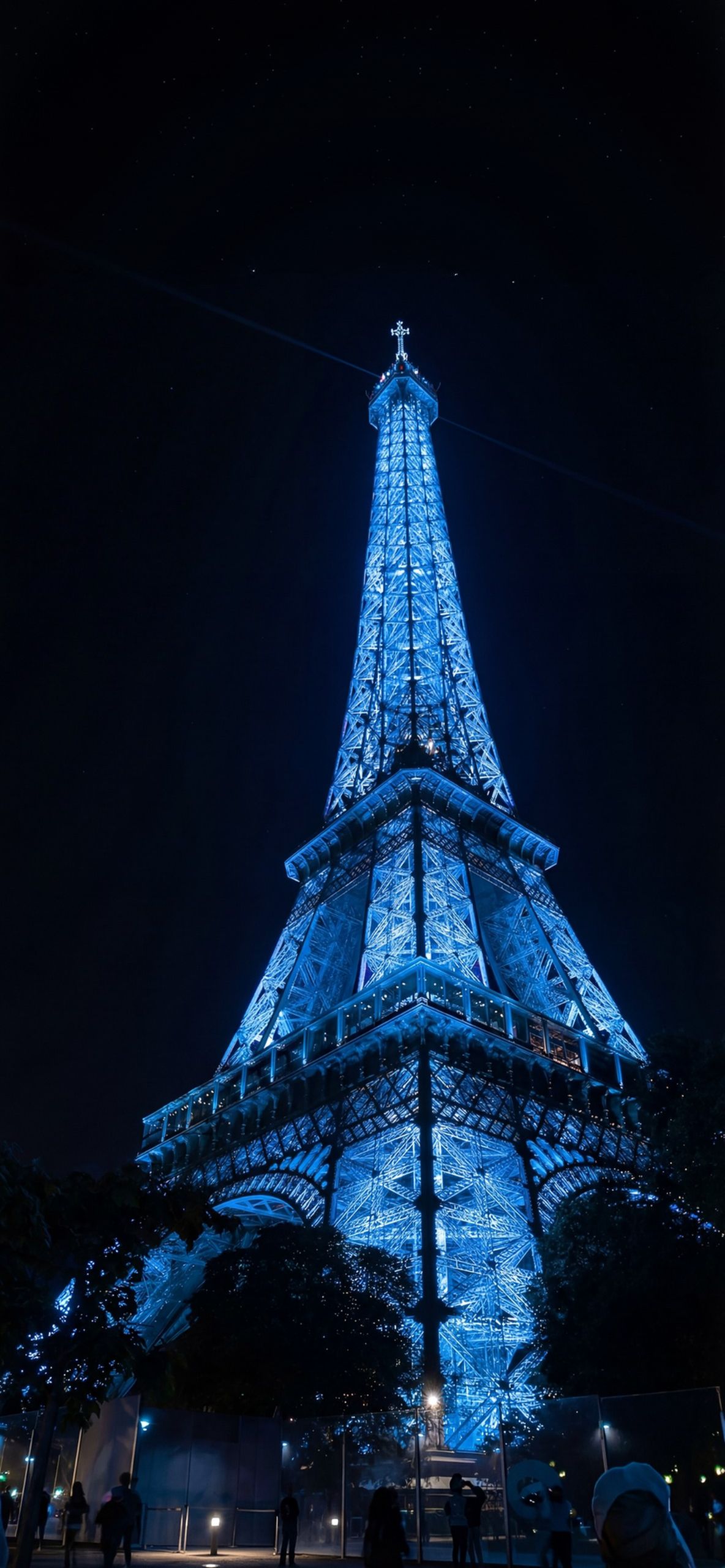 1184x2560 Eiffel Tower Blue Lights 4K Wallpaper
